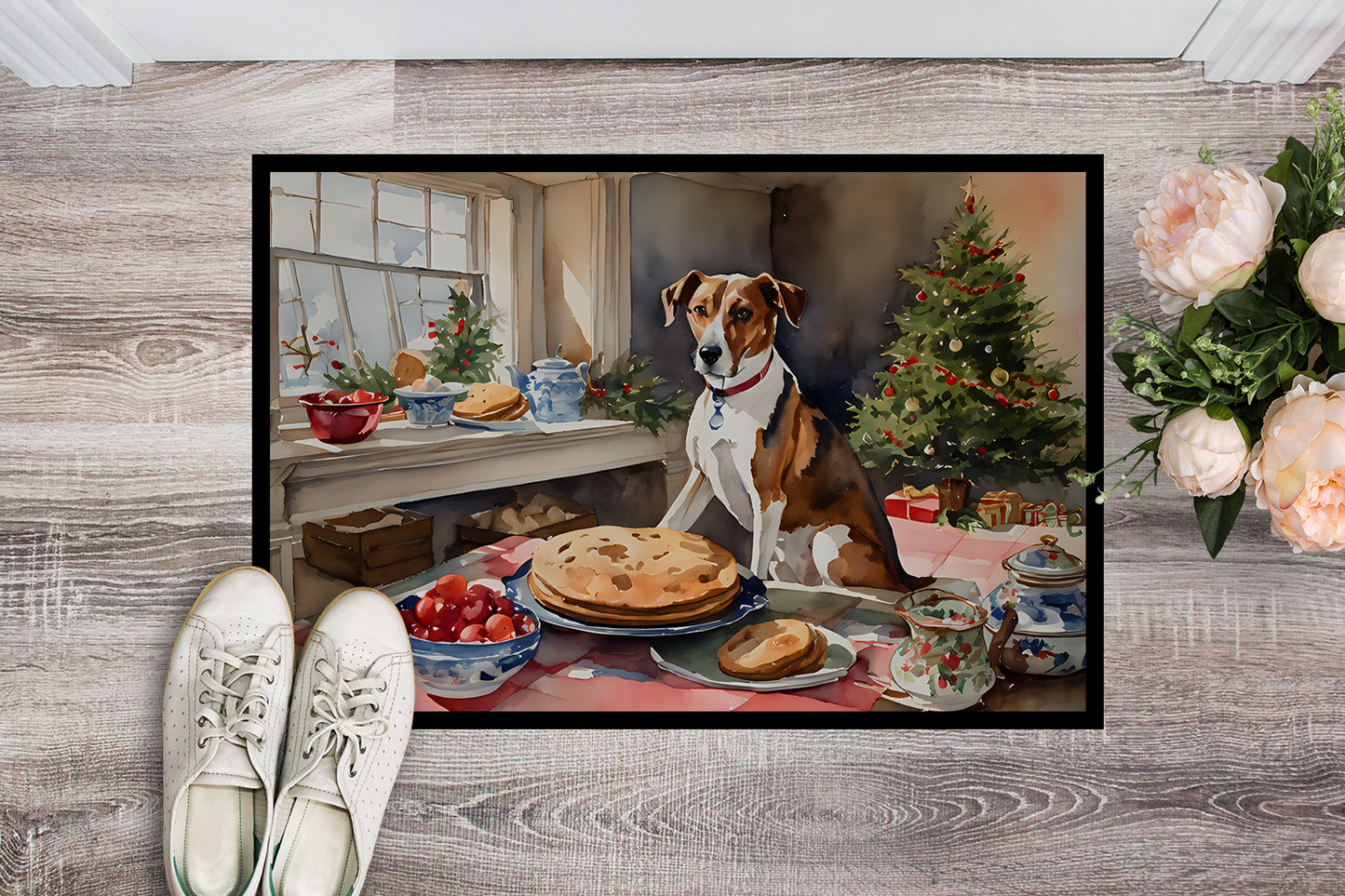 English Foxhound Christmas Cookies Doormat