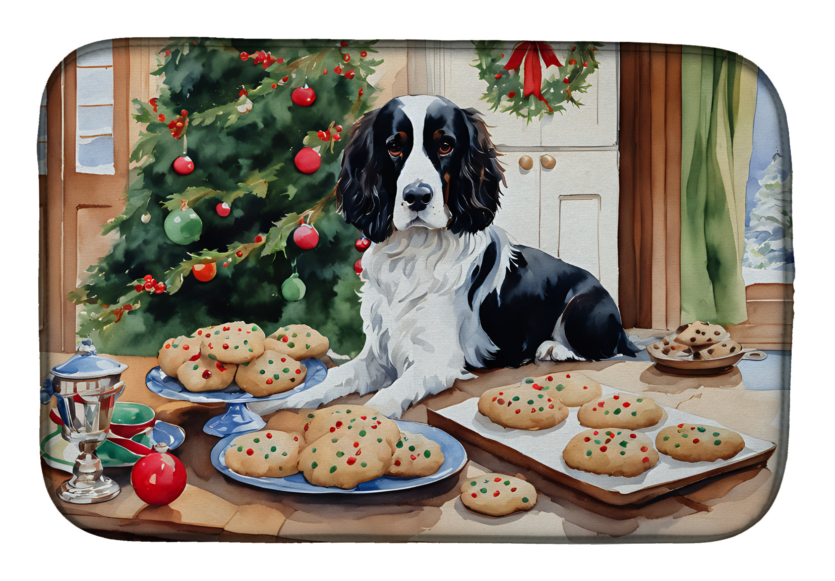 Buy this English Springer Spaniel Christmas Cookies Dish Drying Mat