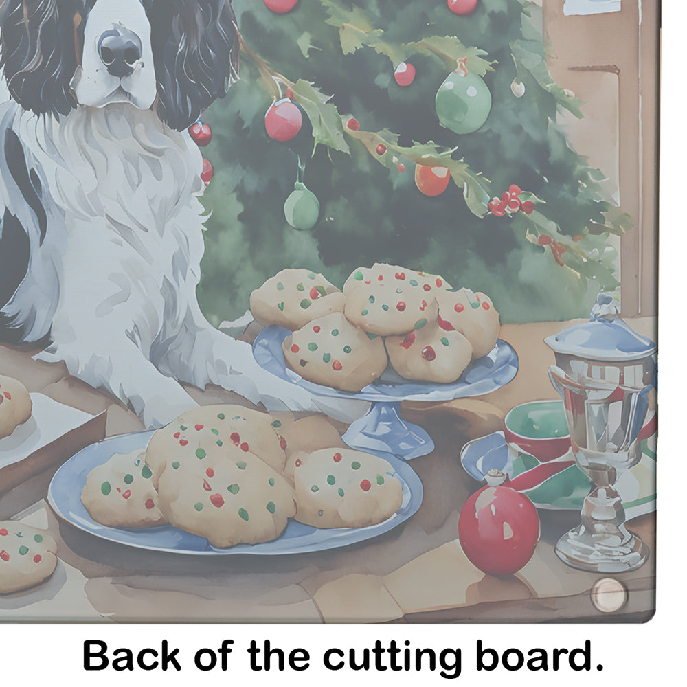 English Springer Spaniel Christmas Cookies Glass Cutting Board