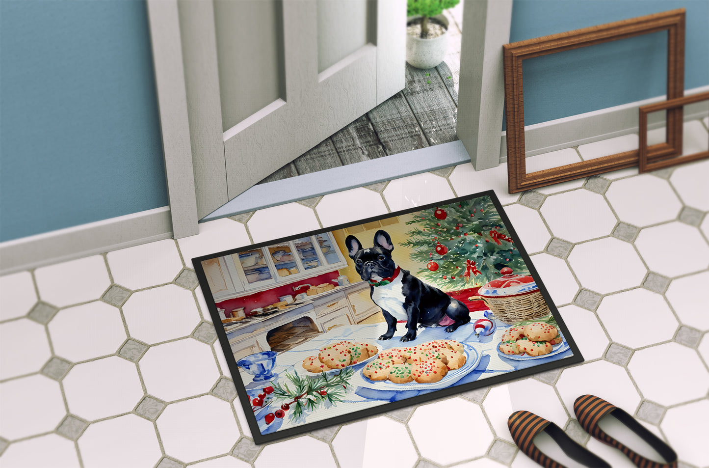 French Bulldog Christmas Cookies Doormat