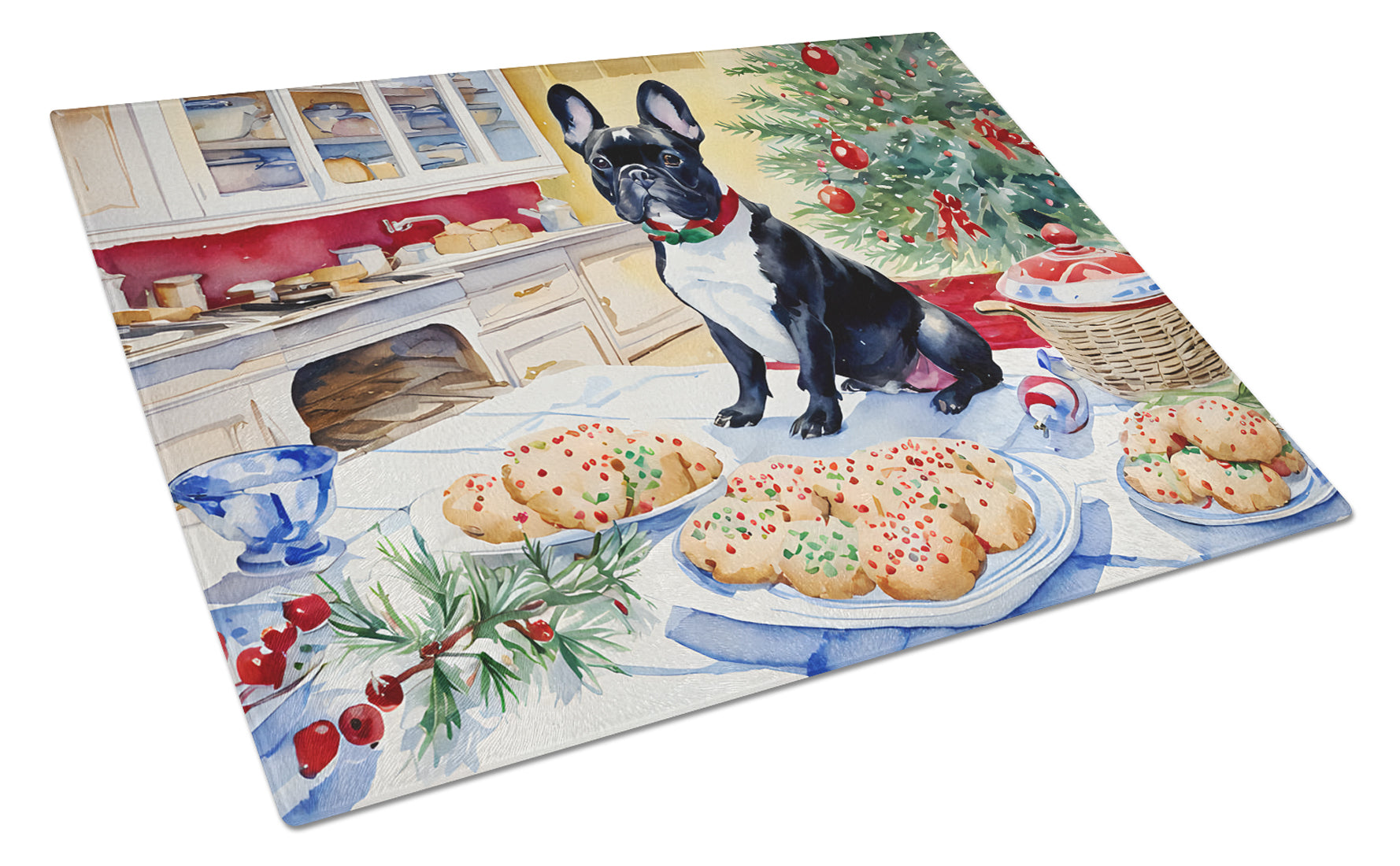 Buy this French Bulldog Christmas Cookies Glass Cutting Board