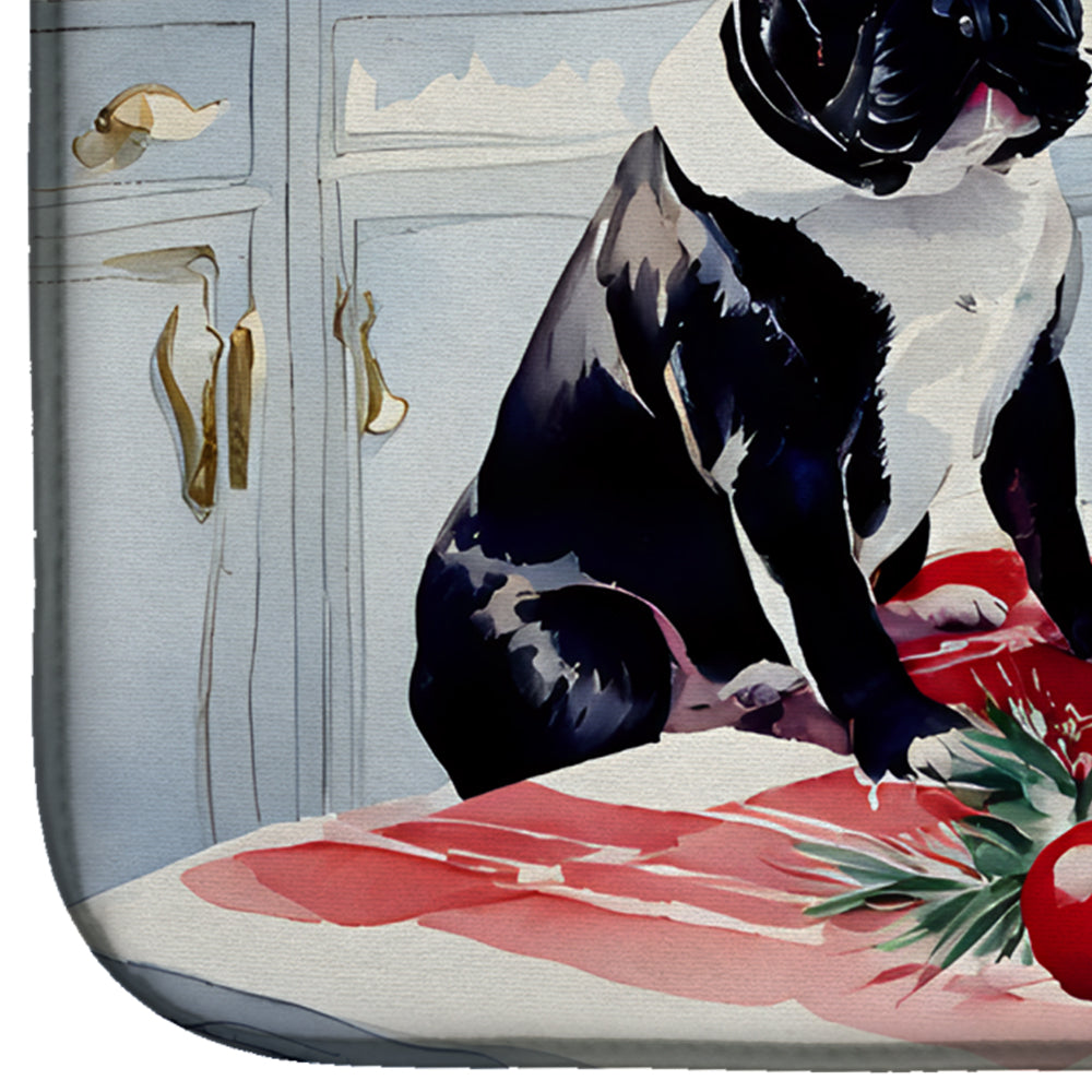 French Bulldog Christmas Cookies Dish Drying Mat