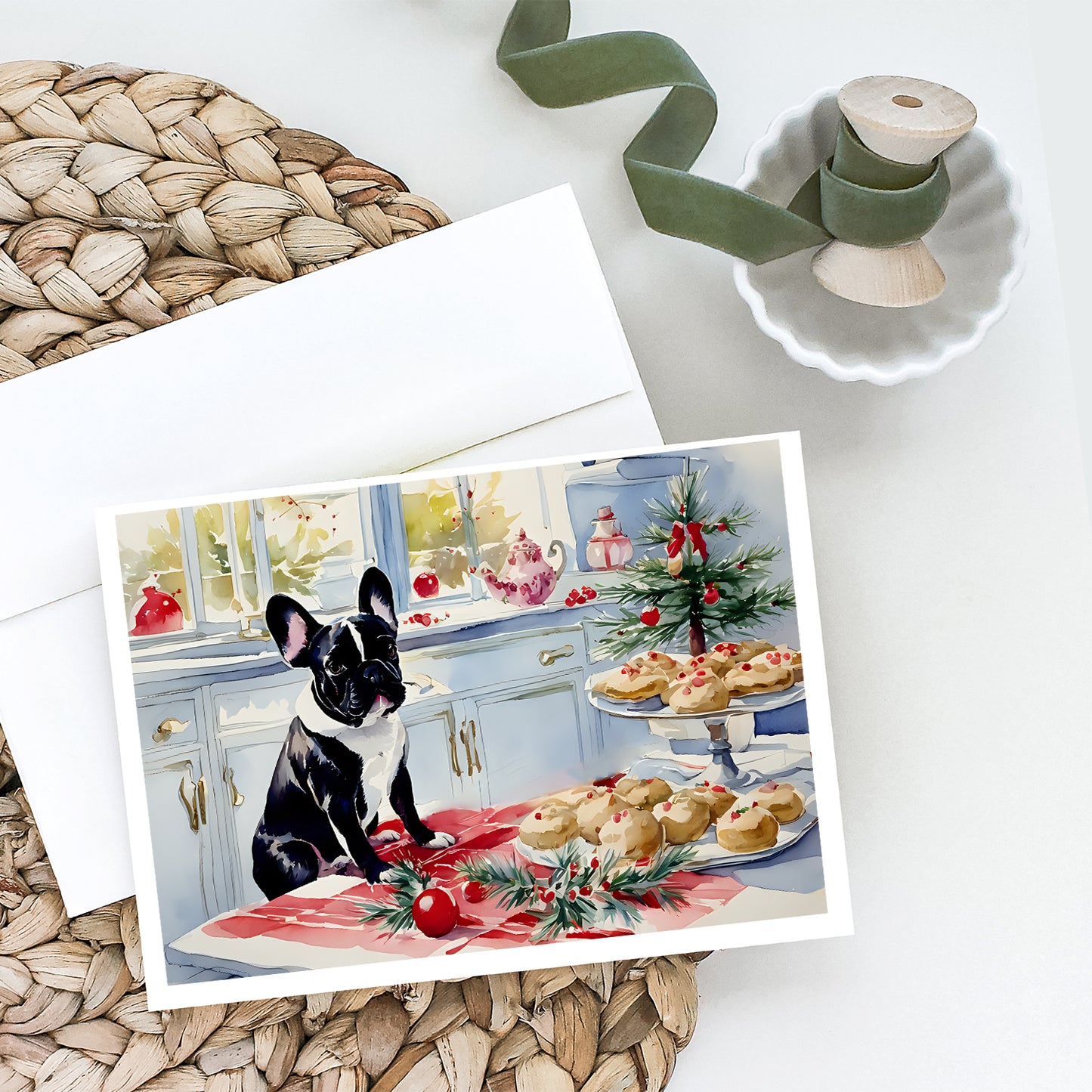 French Bulldog Christmas Cookies Greeting Cards Pack of 8