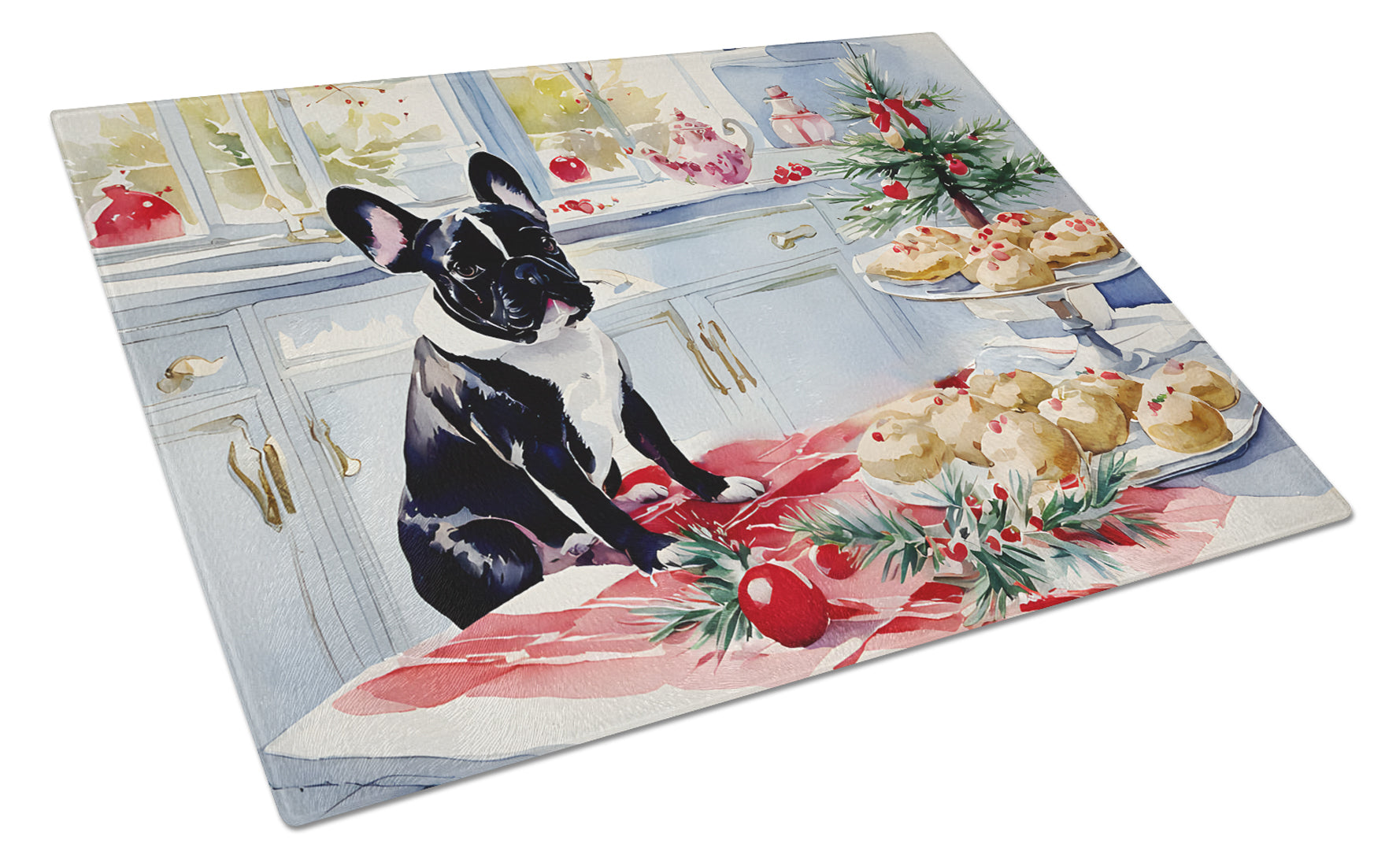 Buy this French Bulldog Christmas Cookies Glass Cutting Board