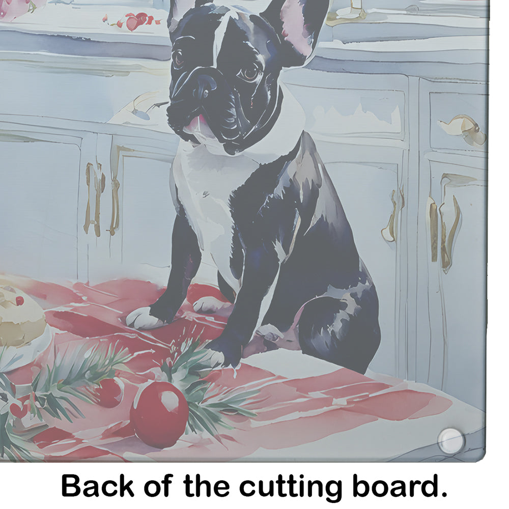 French Bulldog Christmas Cookies Glass Cutting Board