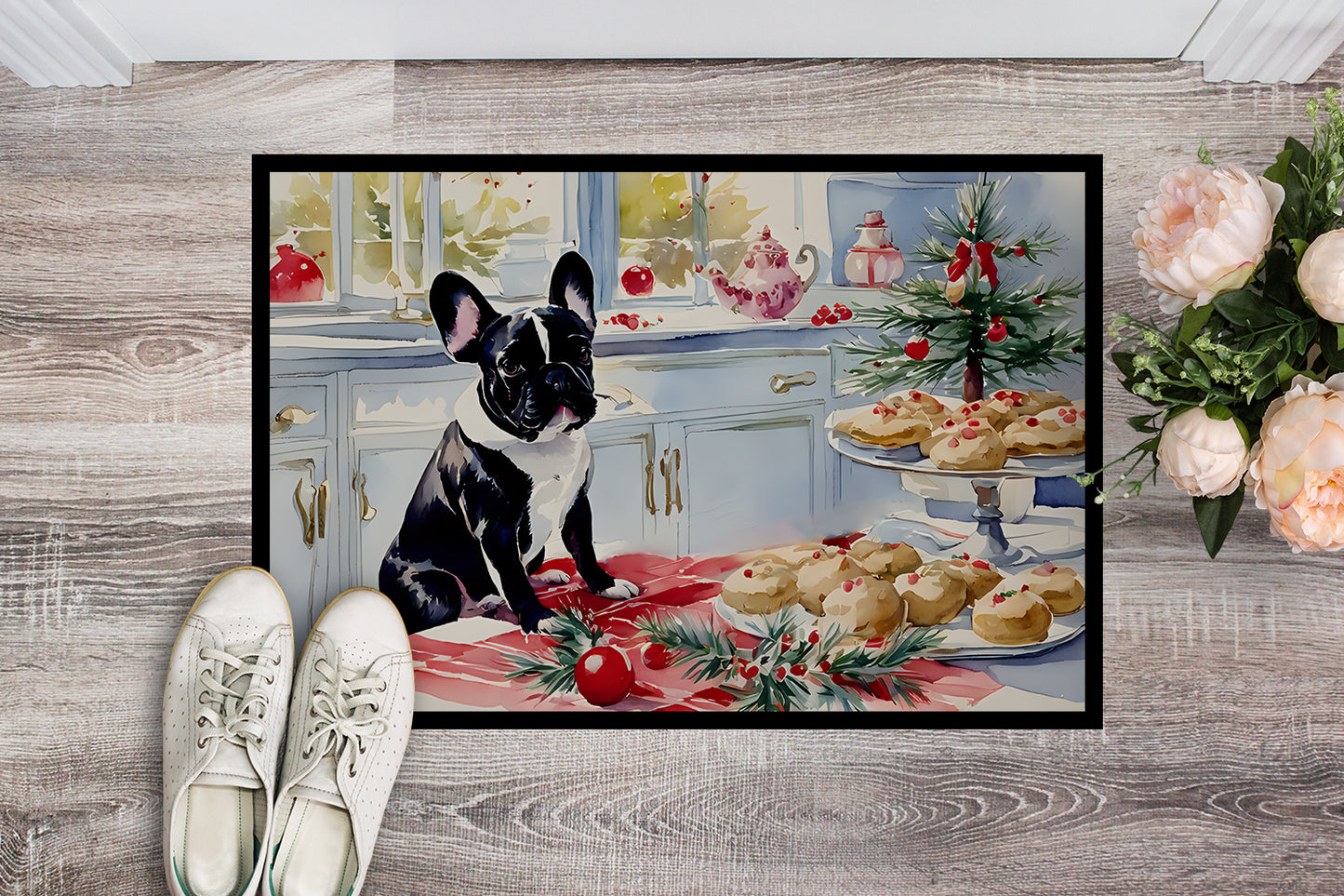 French Bulldog Christmas Cookies Doormat