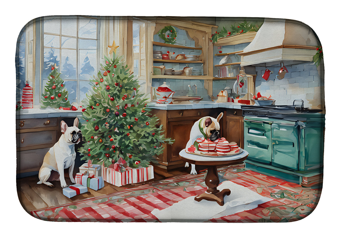 Buy this French Bulldog Christmas Cookies Dish Drying Mat