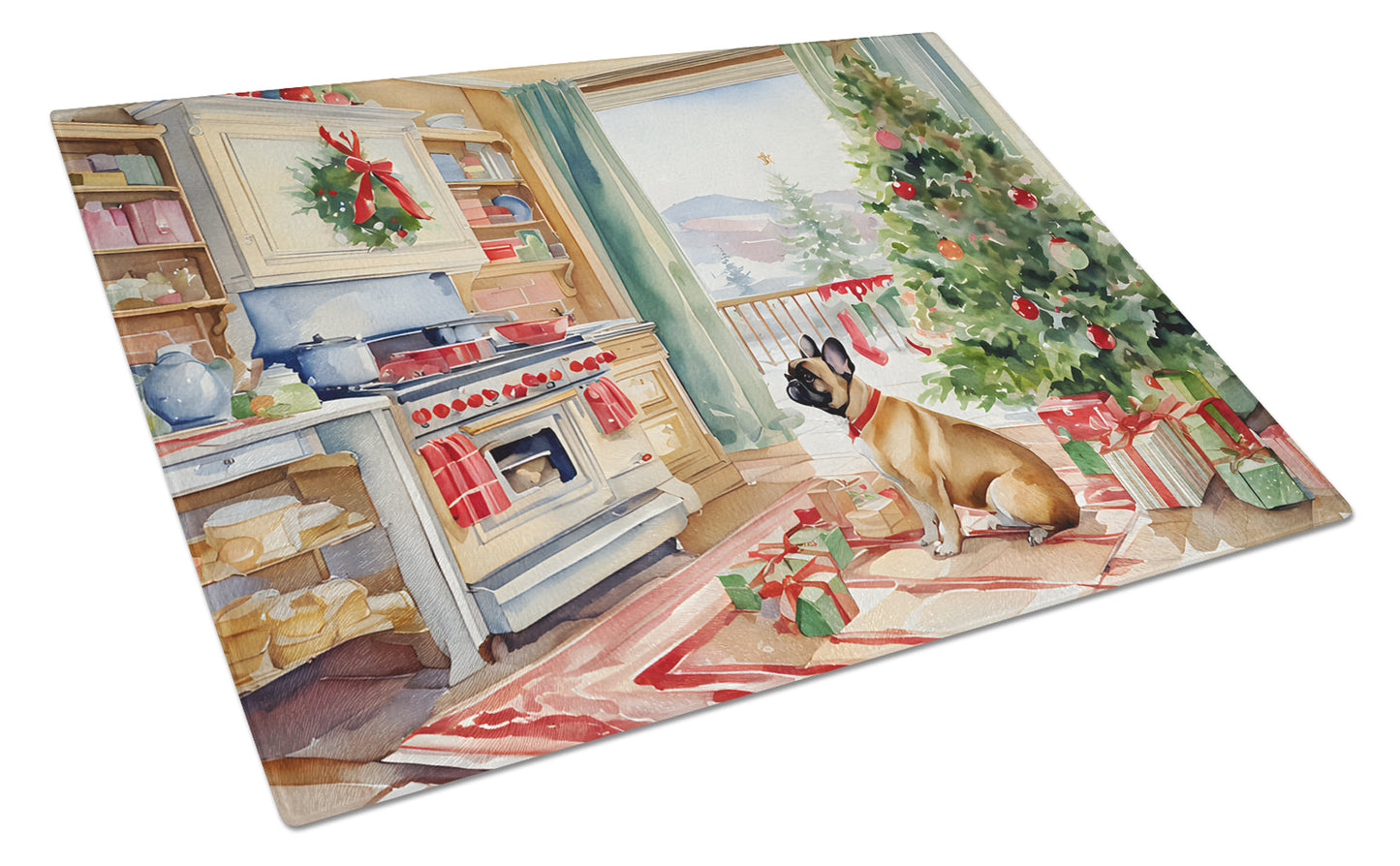 Buy this French Bulldog Christmas Cookies Glass Cutting Board