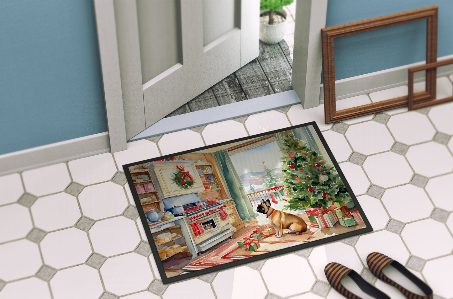 French Bulldog Christmas Cookies Doormat