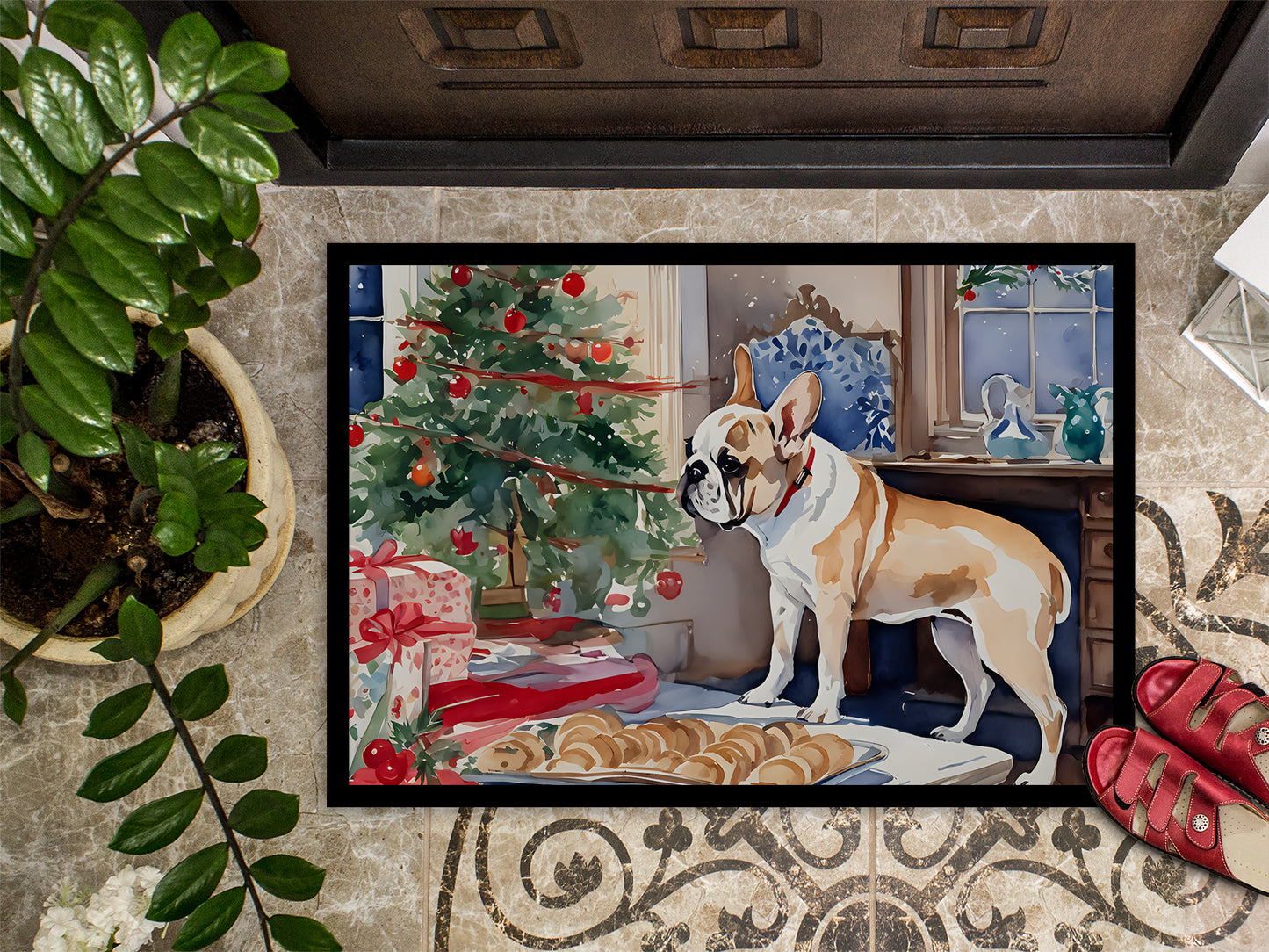 French Bulldog Christmas Cookies Doormat