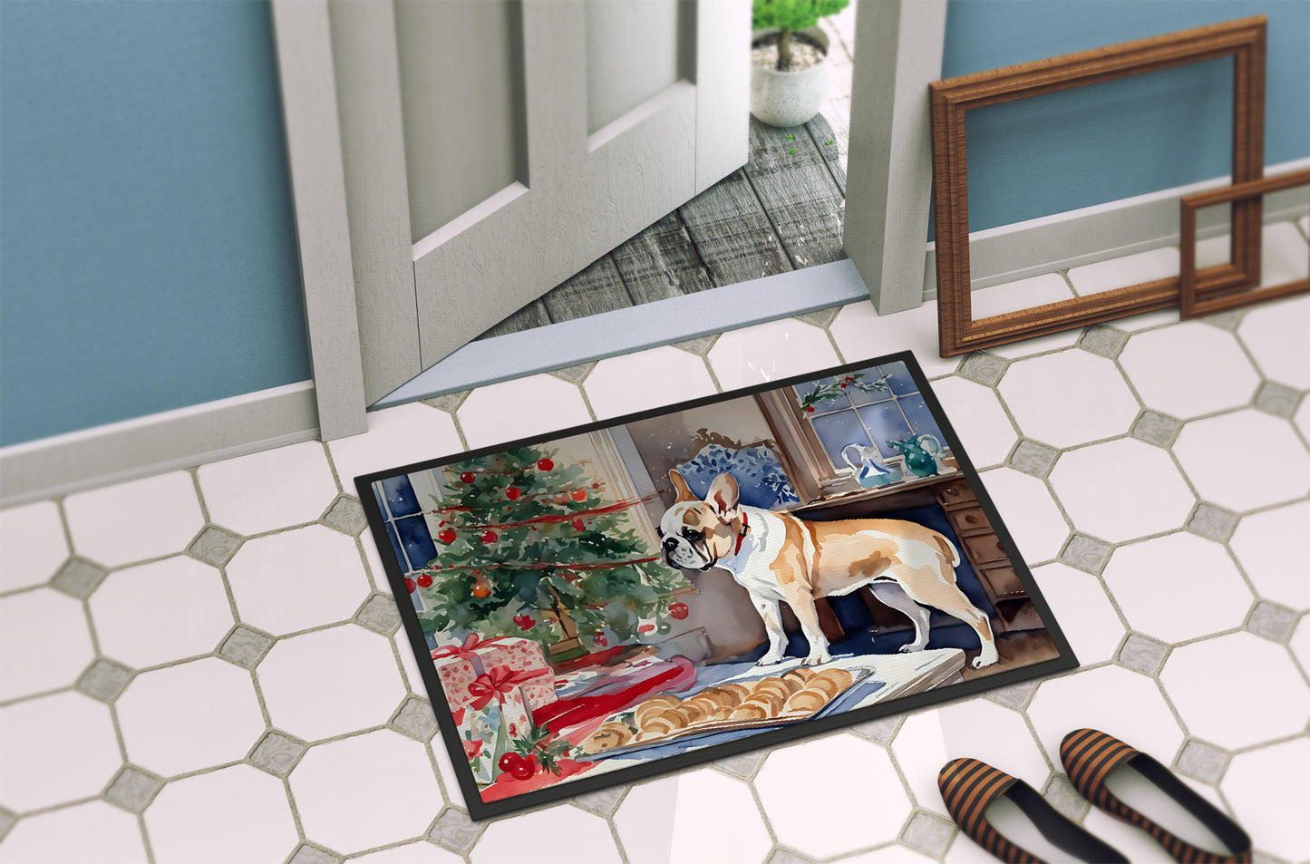 French Bulldog Christmas Cookies Doormat