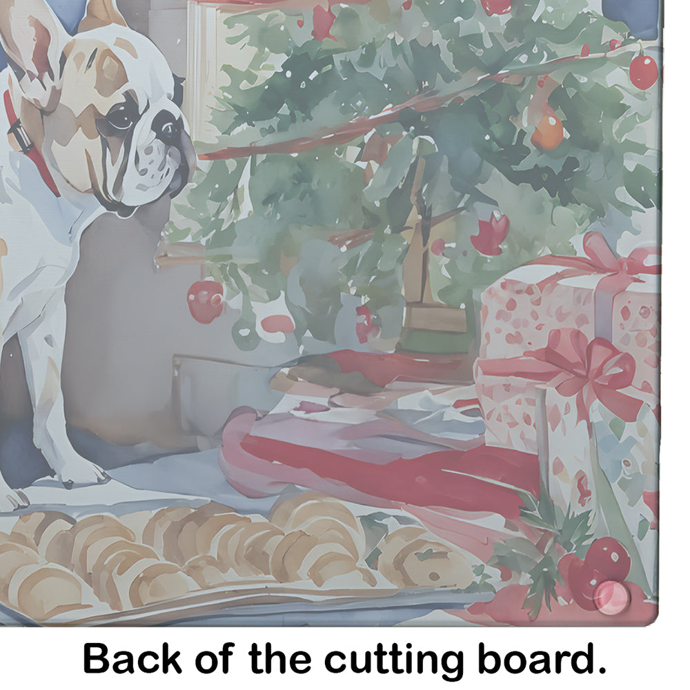 French Bulldog Christmas Cookies Glass Cutting Board