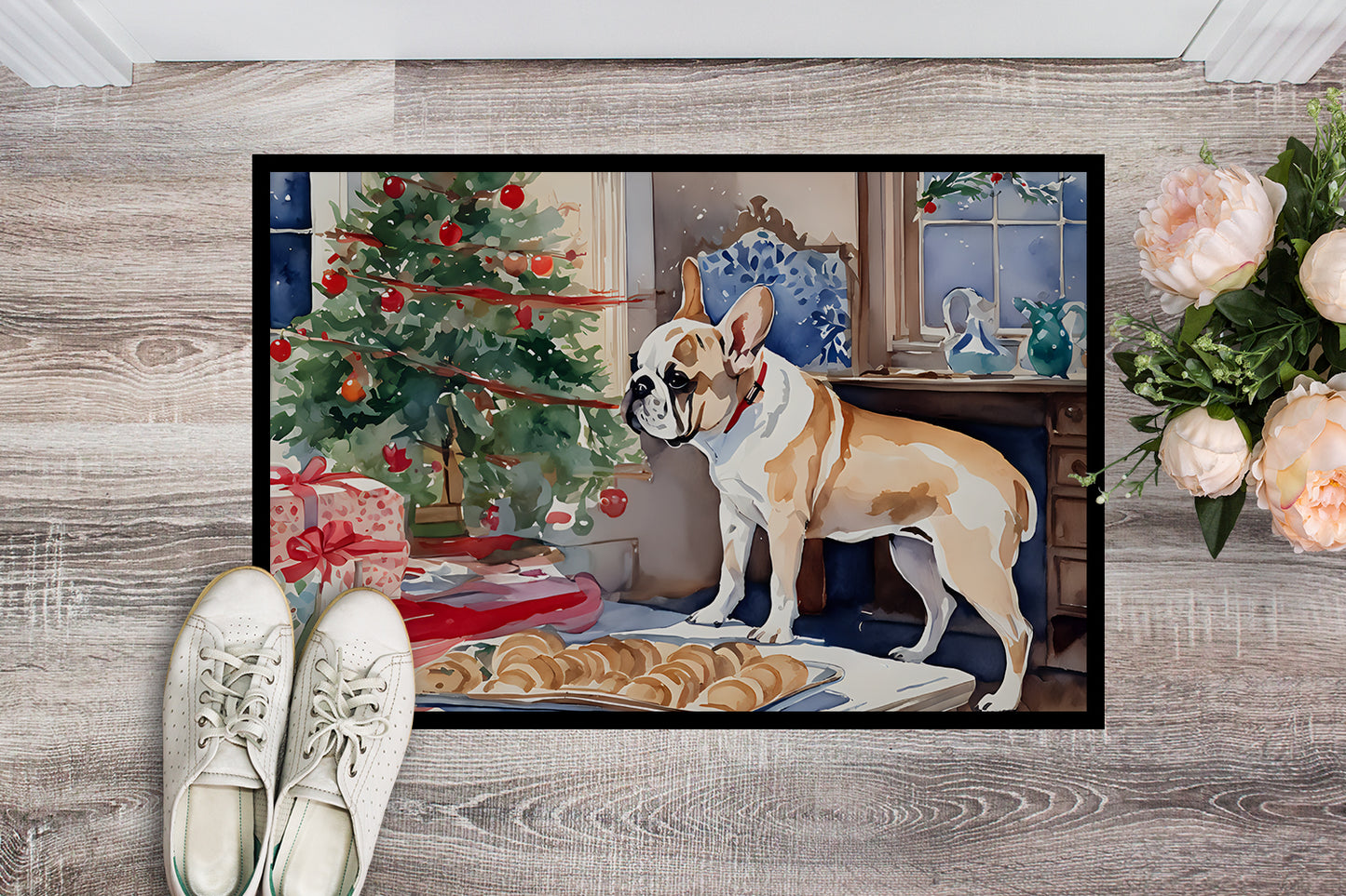 French Bulldog Christmas Cookies Doormat