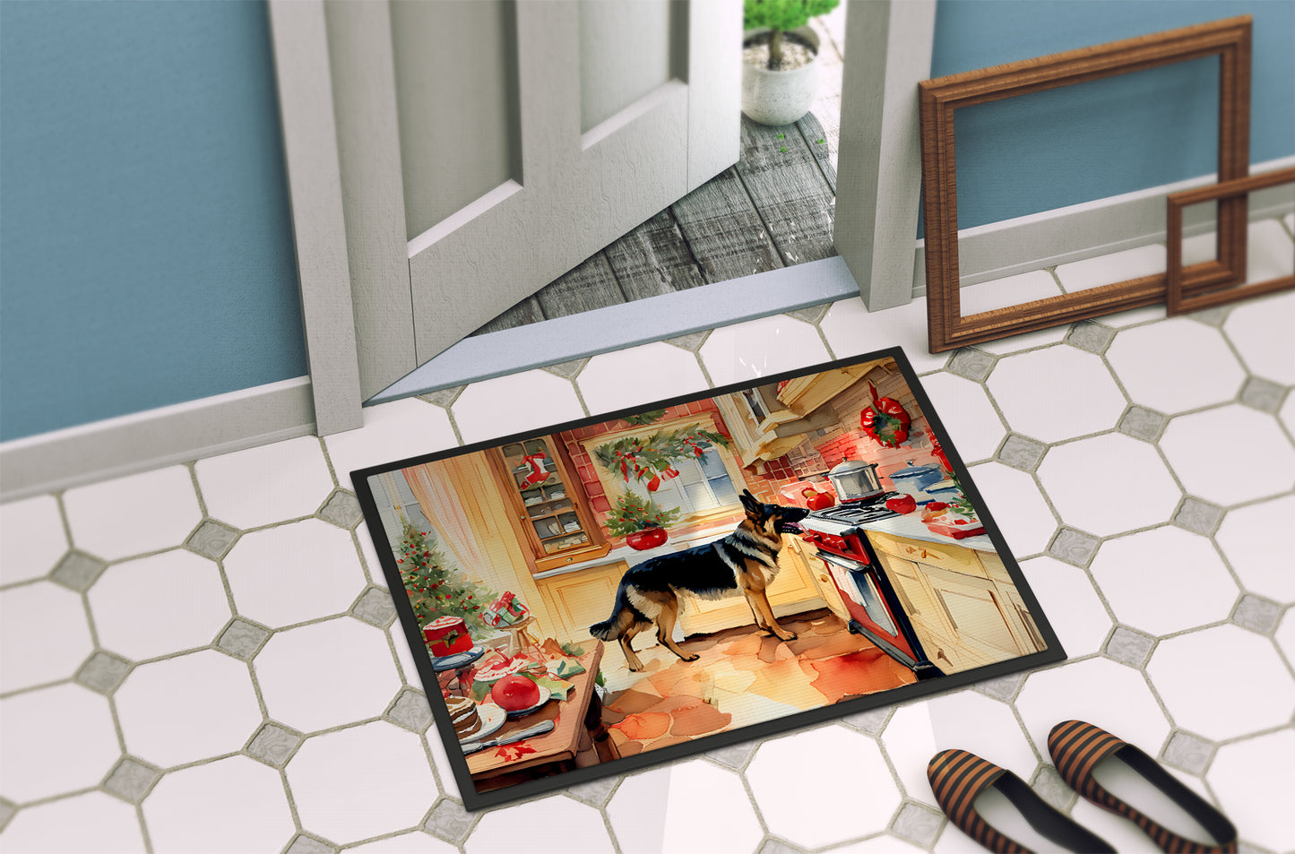 German Shepherd Christmas Cookies Doormat