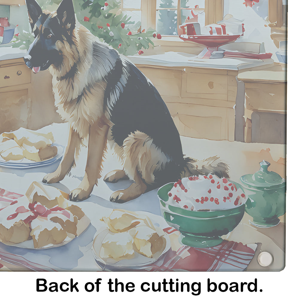 German Shepherd Christmas Cookies Glass Cutting Board