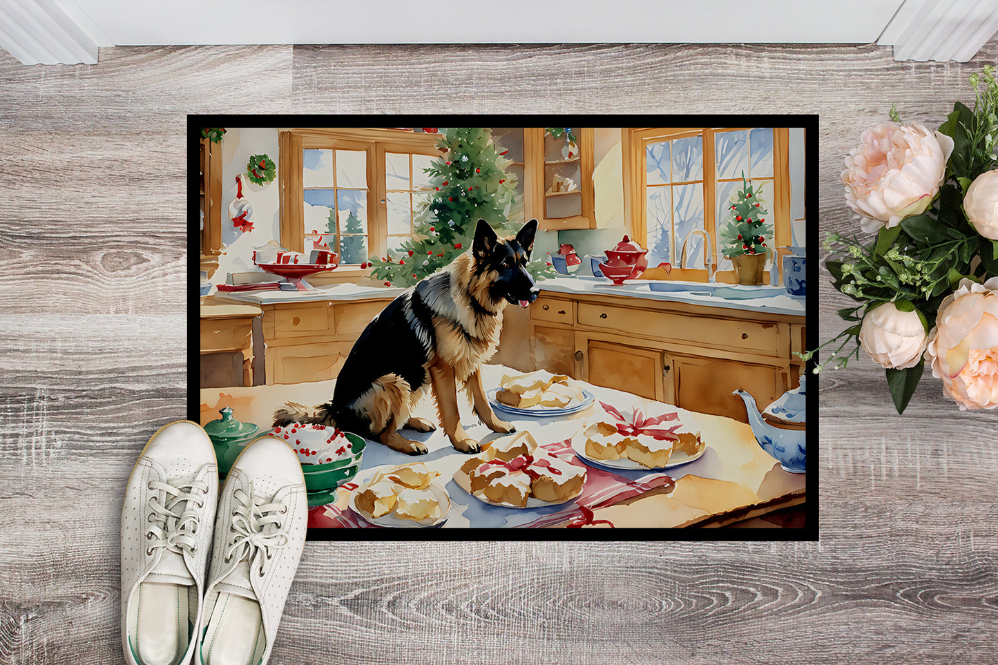 German Shepherd Christmas Cookies Doormat