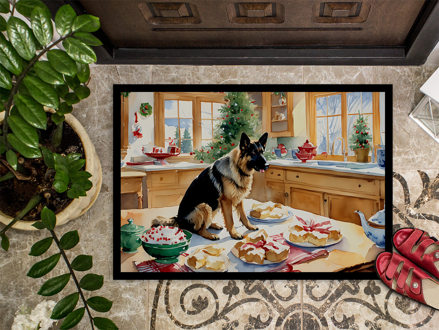 German Shepherd Christmas Cookies Doormat