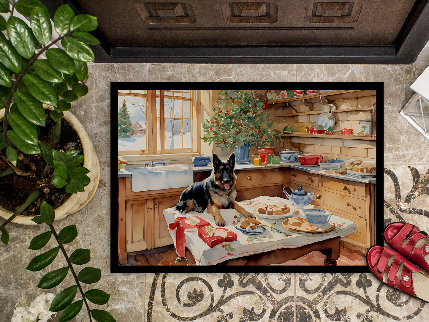 German Shepherd Christmas Cookies Doormat