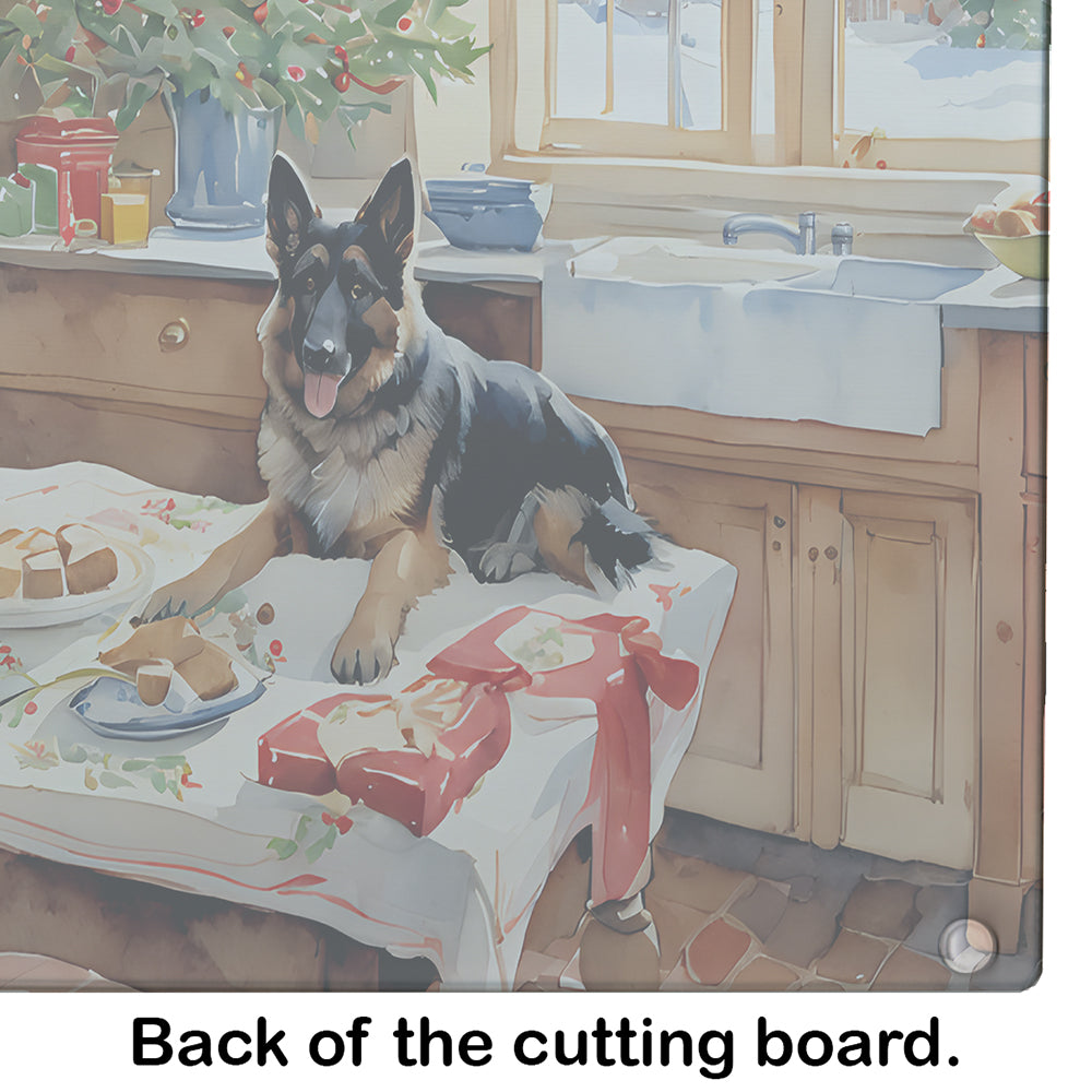 German Shepherd Christmas Cookies Glass Cutting Board