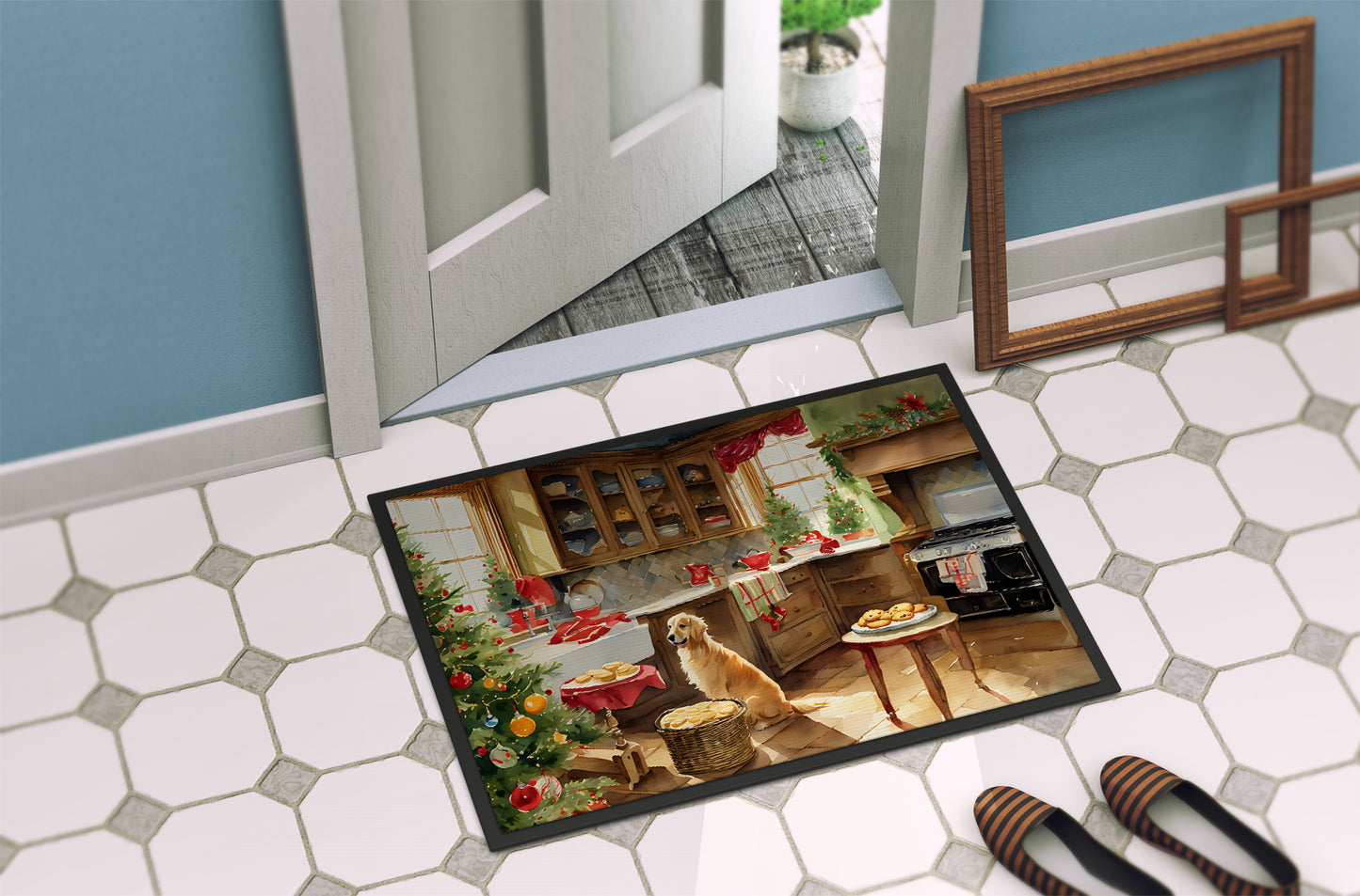 Golden Retriever Christmas Cookies Doormat