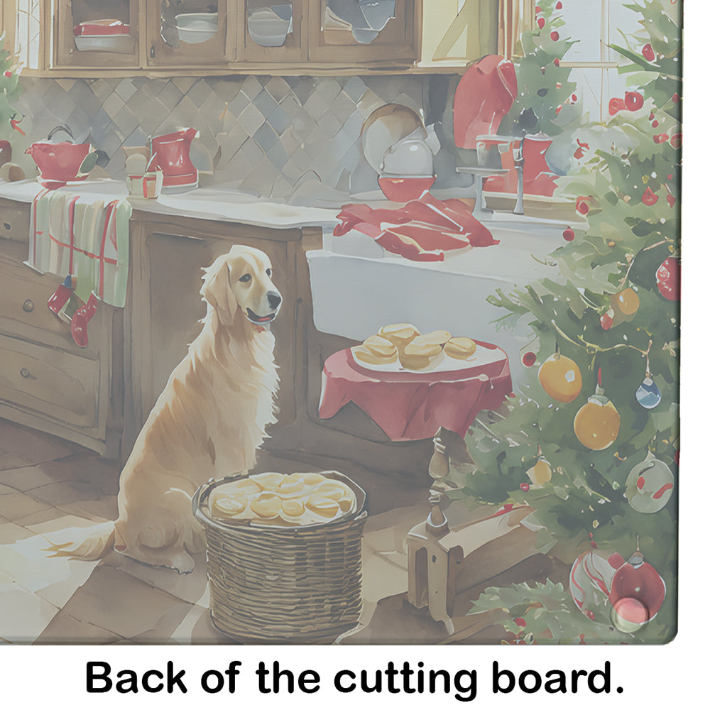 Golden Retriever Christmas Cookies Glass Cutting Board