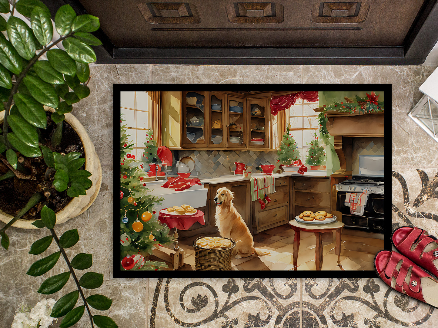 Golden Retriever Christmas Cookies Doormat