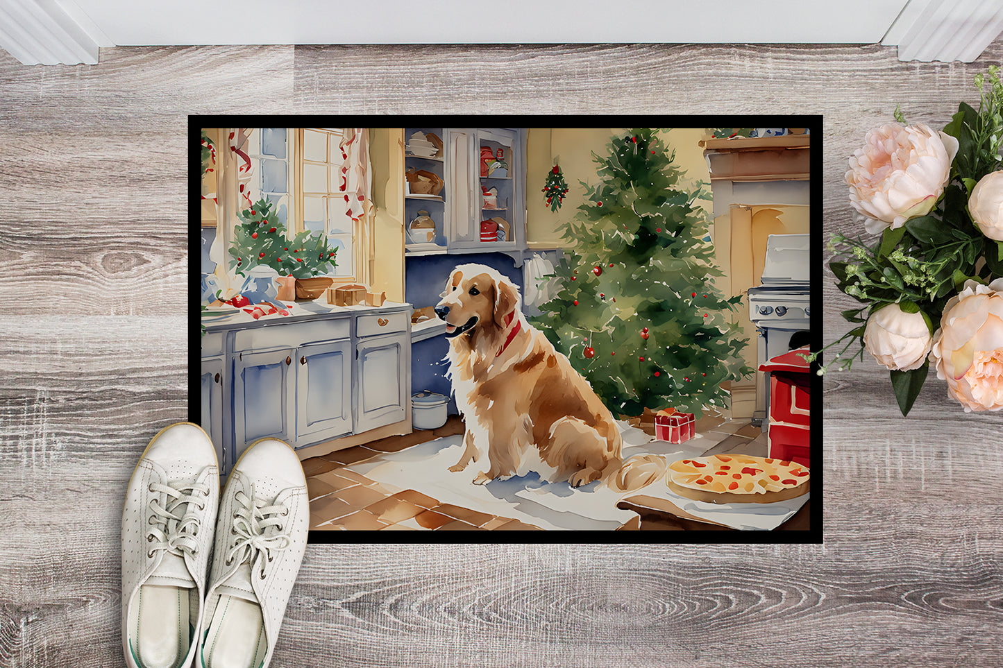 Golden Retriever Christmas Cookies Doormat