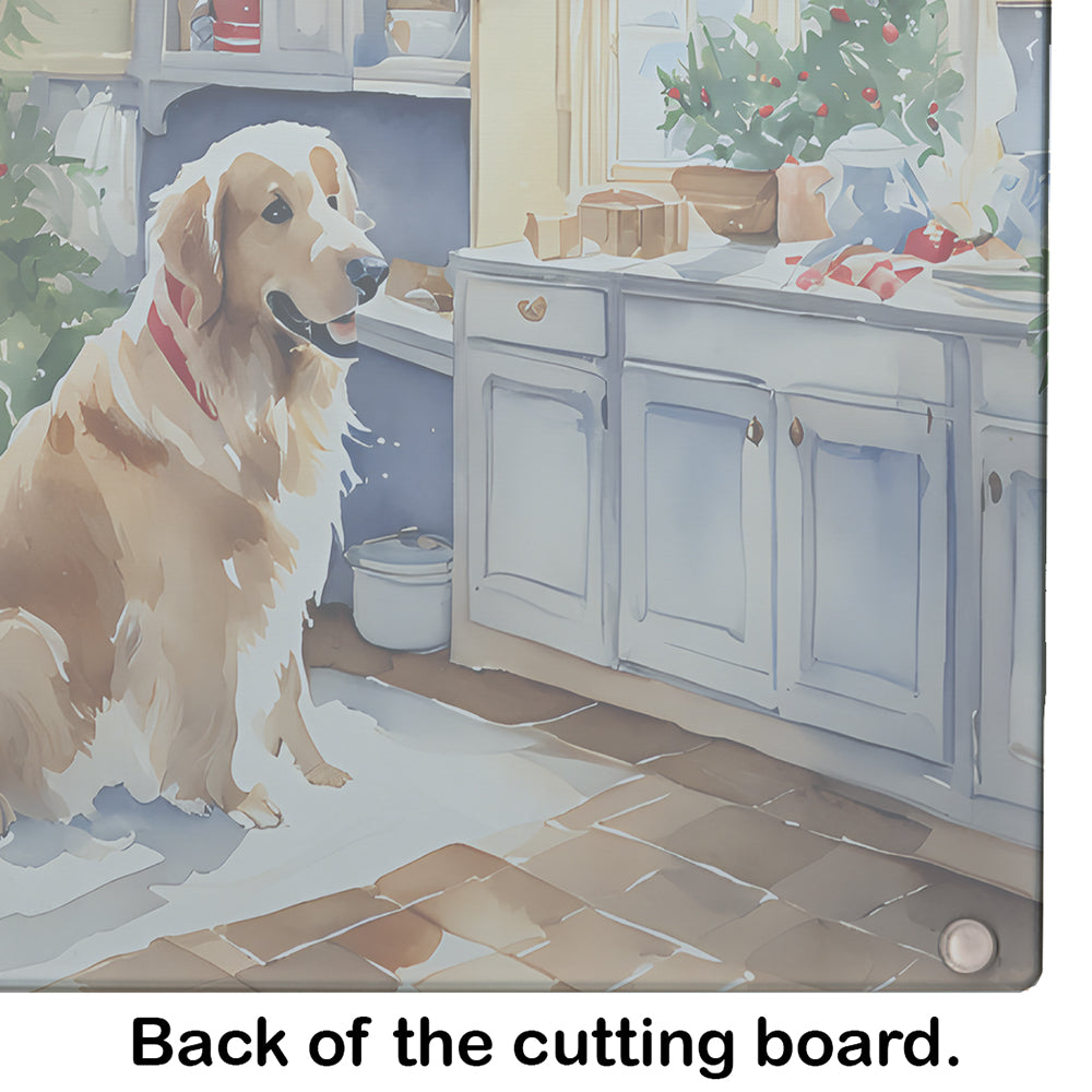 Golden Retriever Christmas Cookies Glass Cutting Board