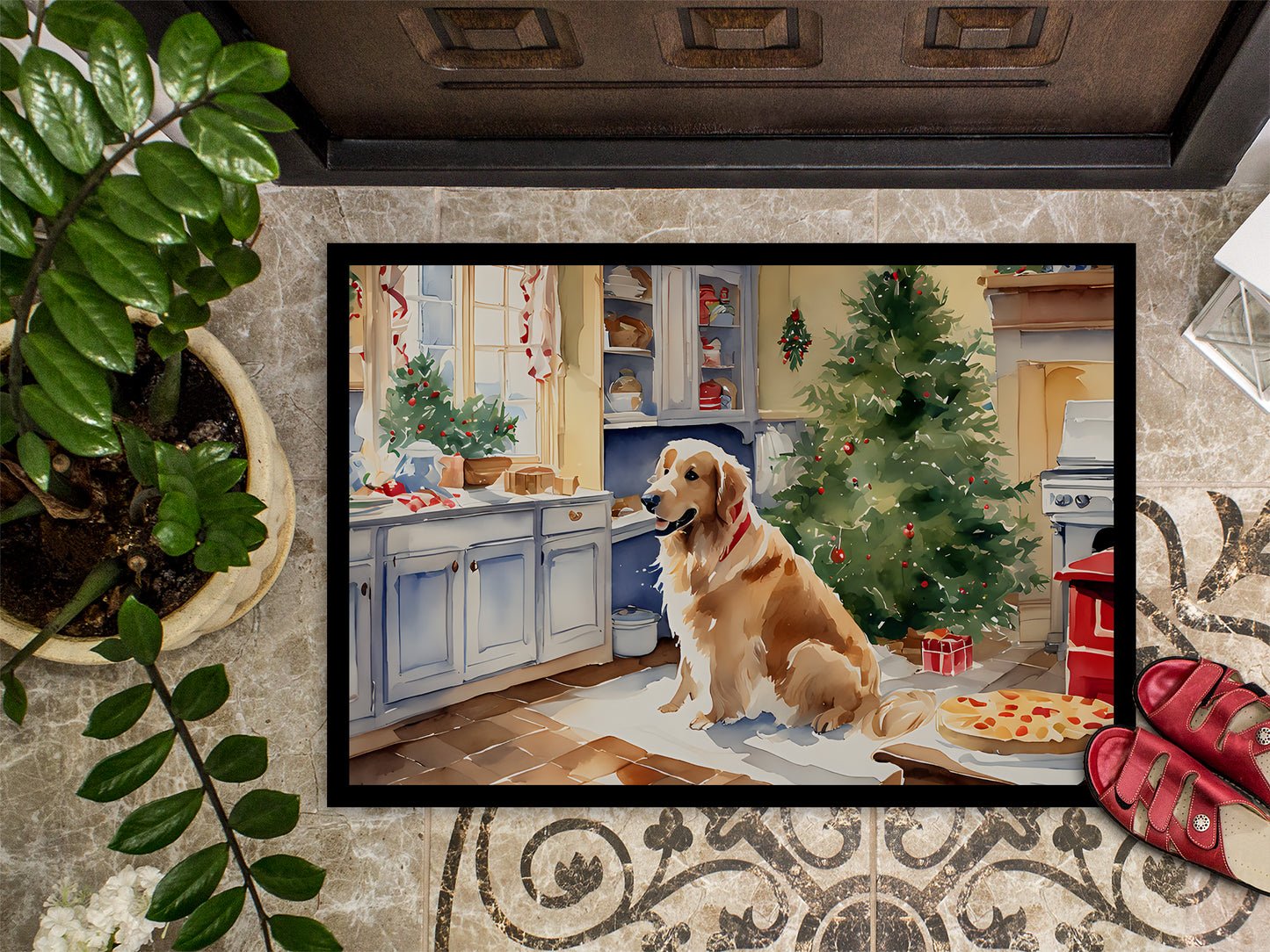 Golden Retriever Christmas Cookies Doormat