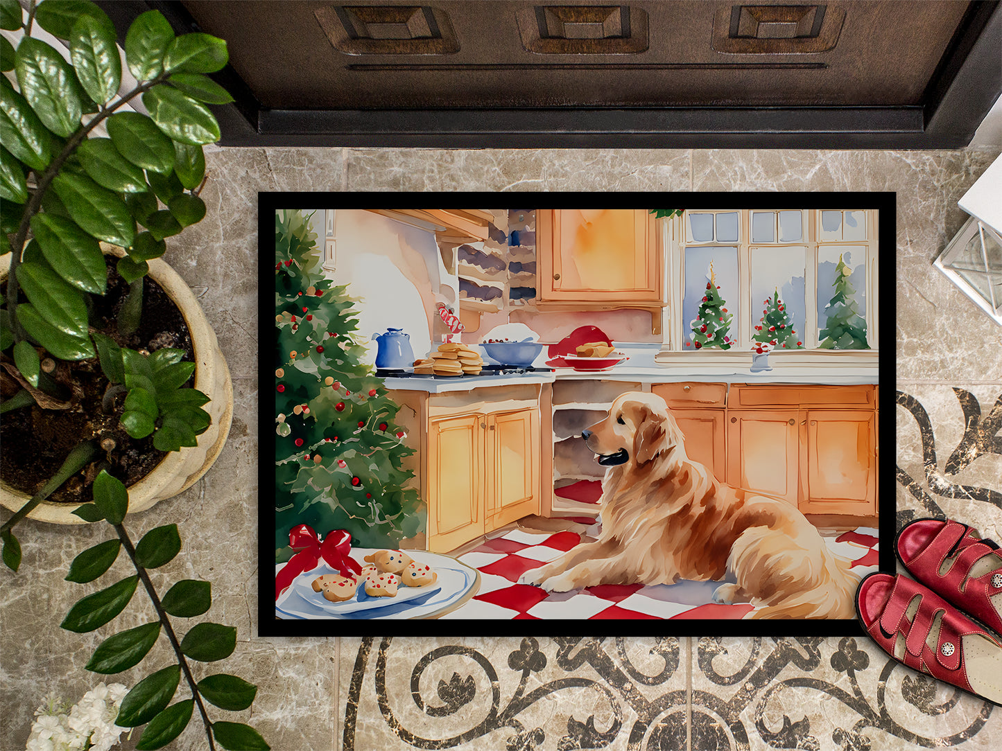 Golden Retriever Christmas Cookies Doormat