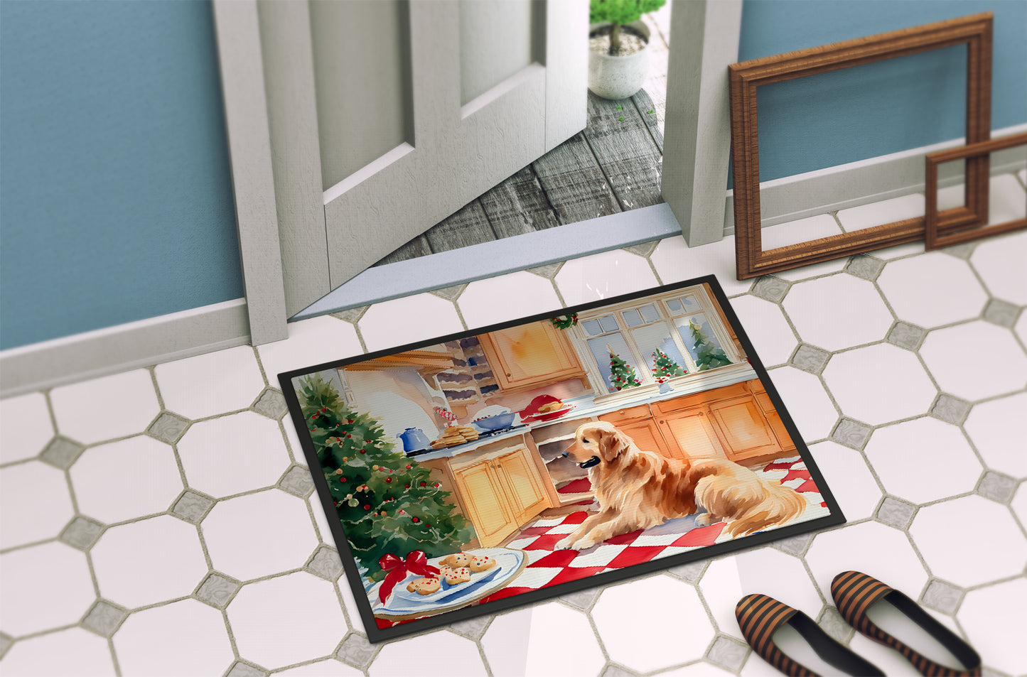 Golden Retriever Christmas Cookies Doormat