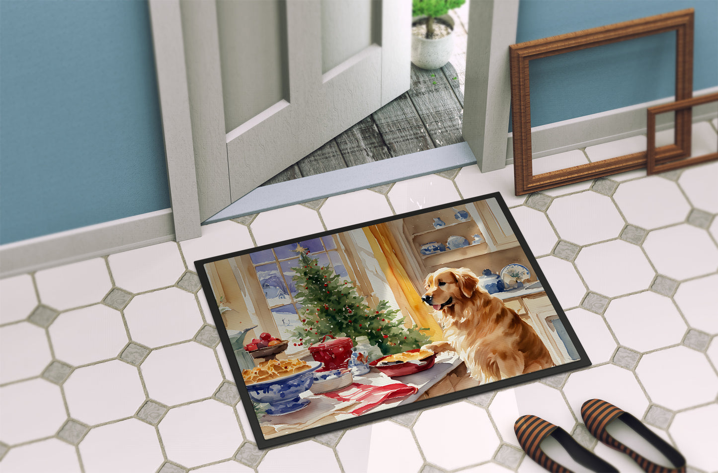 Golden Retriever Christmas Cookies Doormat