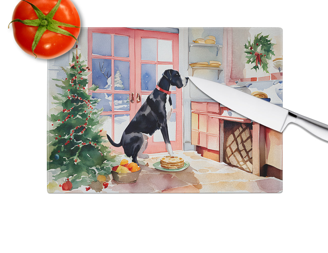 Great Dane Christmas Cookies Glass Cutting Board