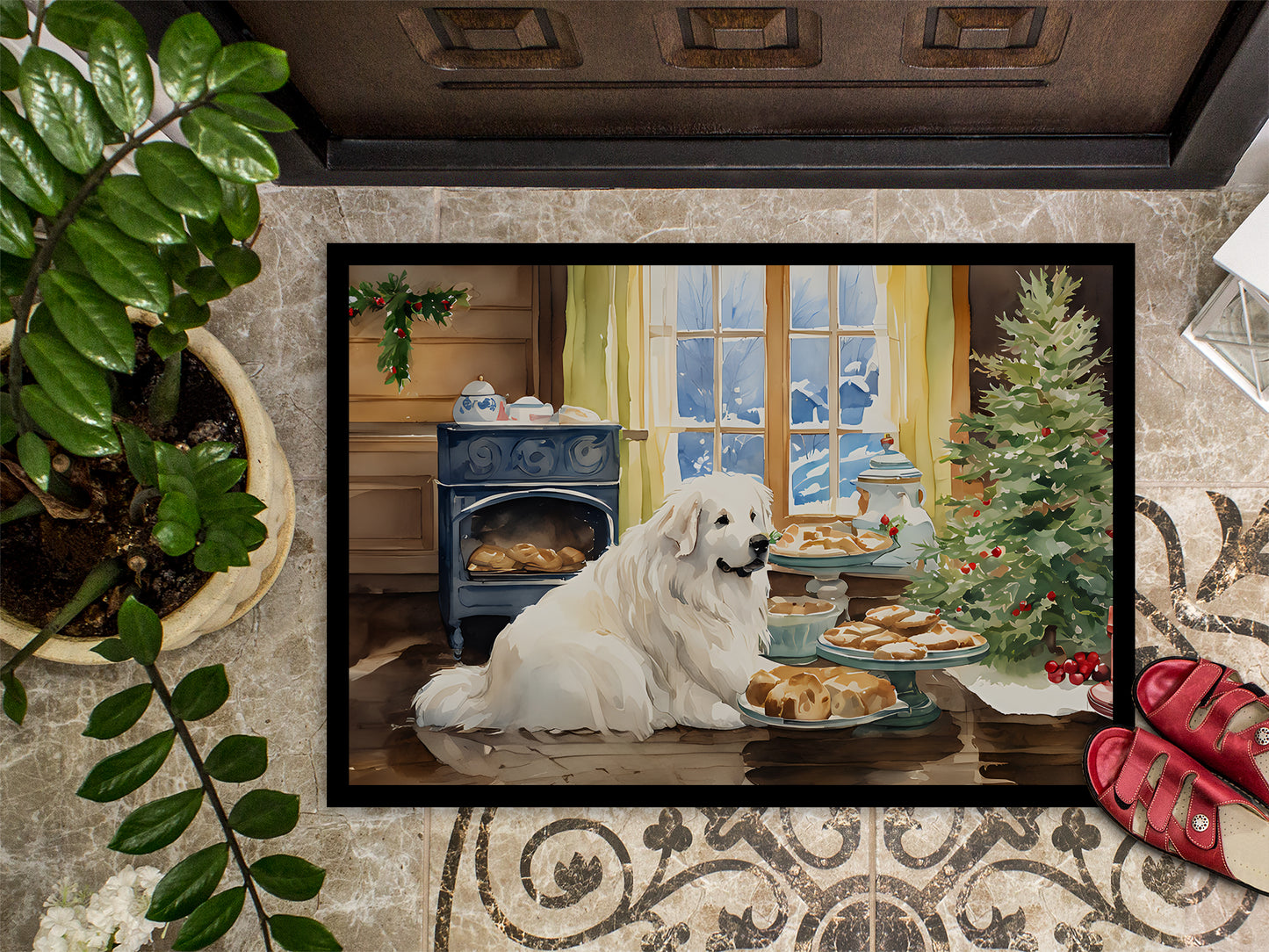 Great Pyrenees Christmas Cookies Doormat