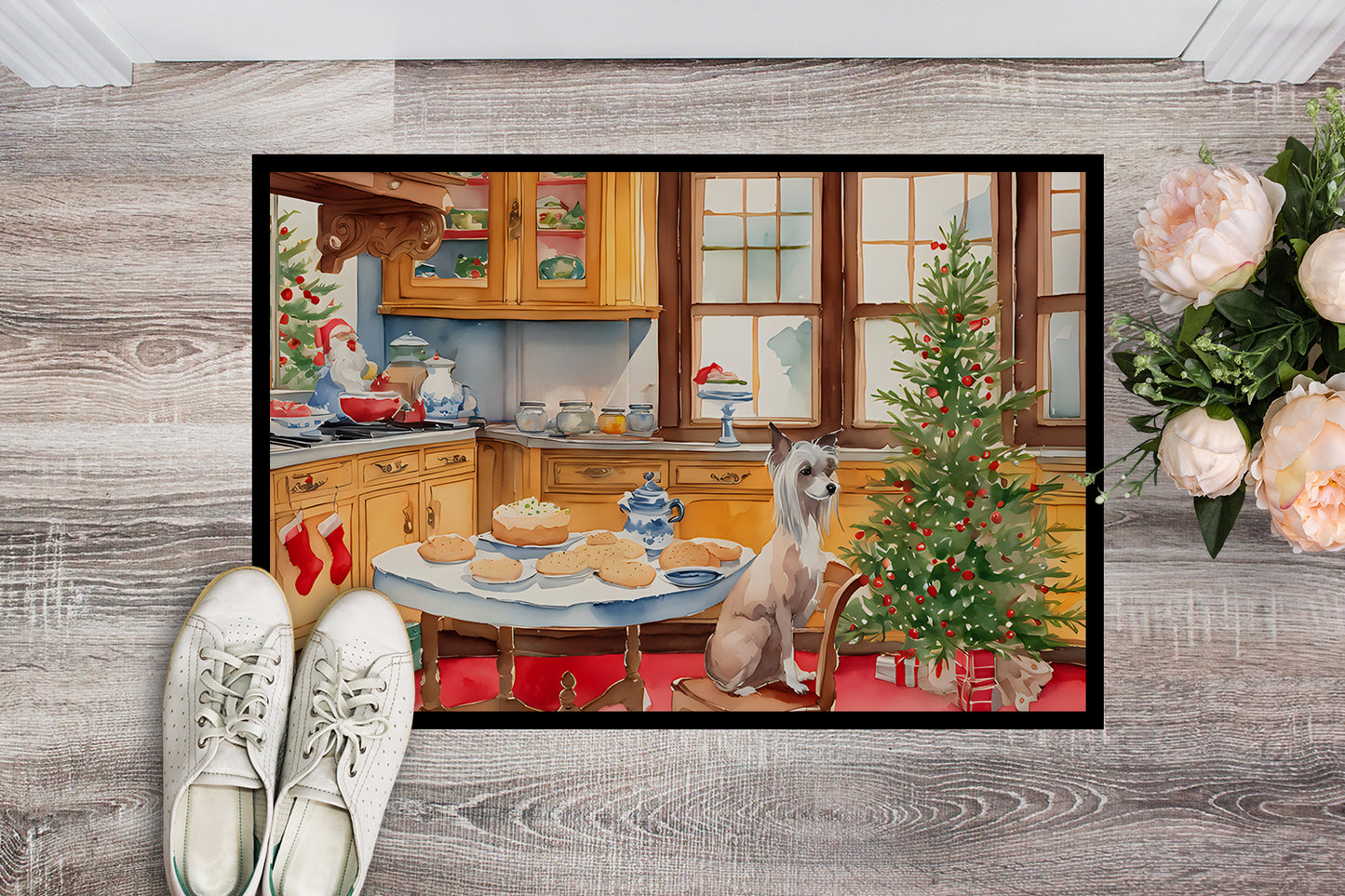 Chinese Crested Christmas Cookies Doormat