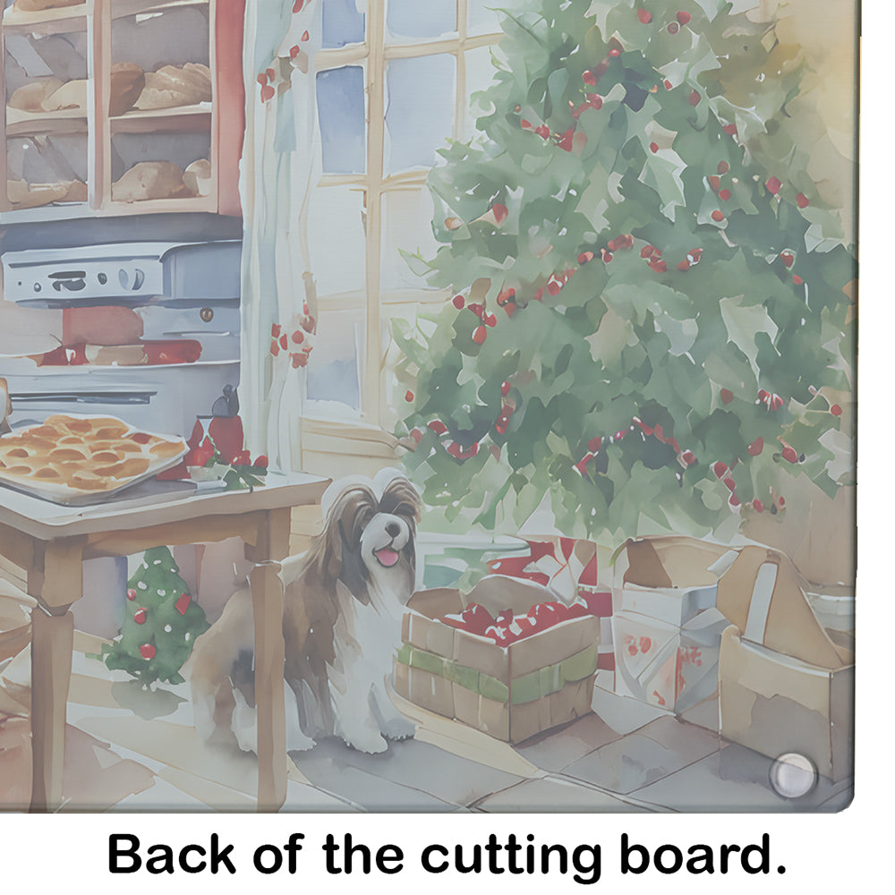 Havanese Christmas Cookies Glass Cutting Board