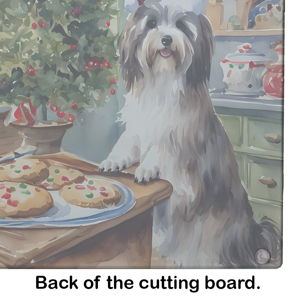 Havanese Christmas Cookies Glass Cutting Board