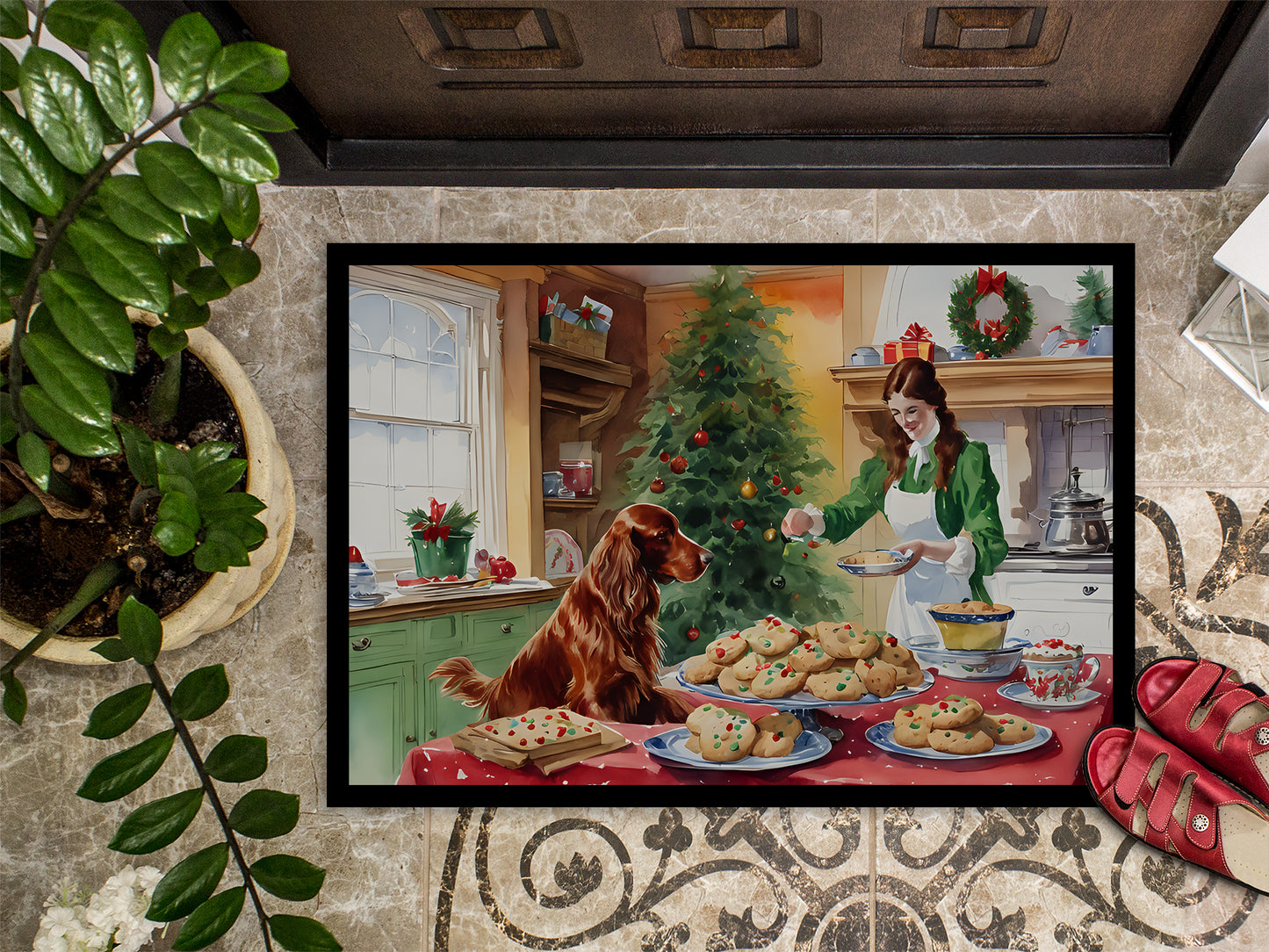 Irish Setter Christmas Cookies Doormat