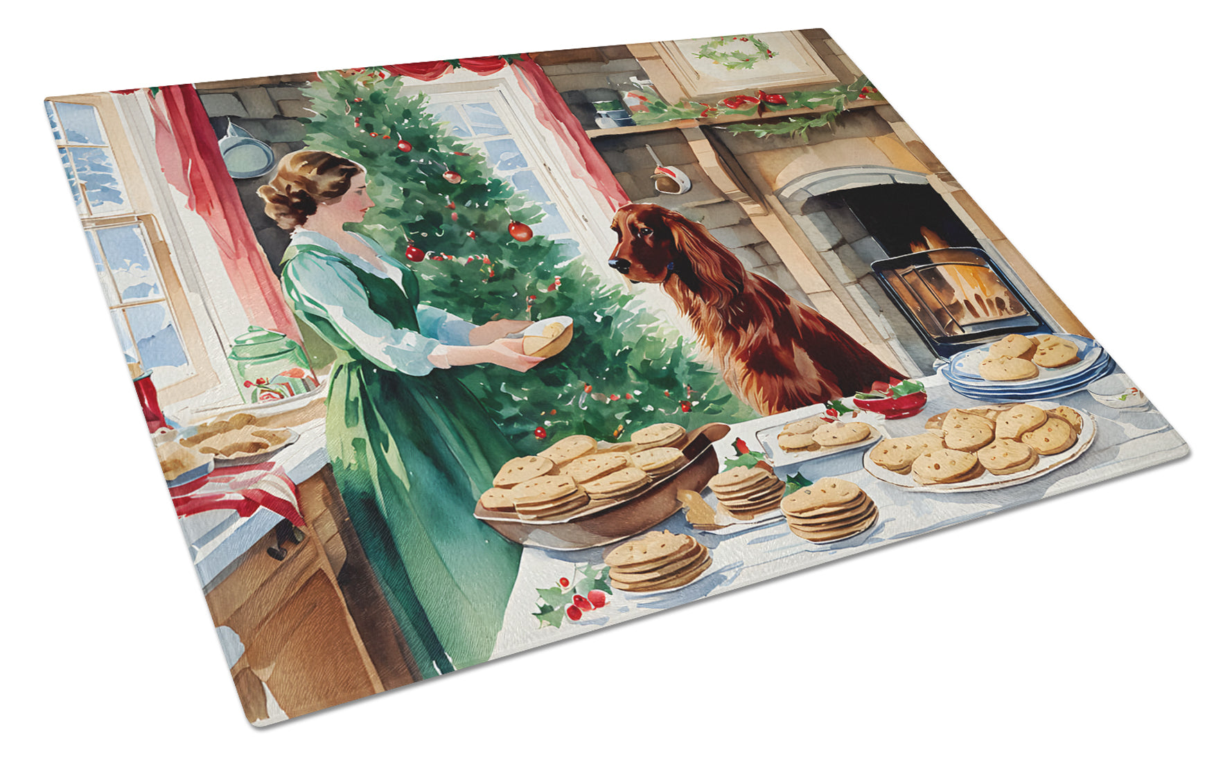 Buy this Irish Setter Christmas Cookies Glass Cutting Board