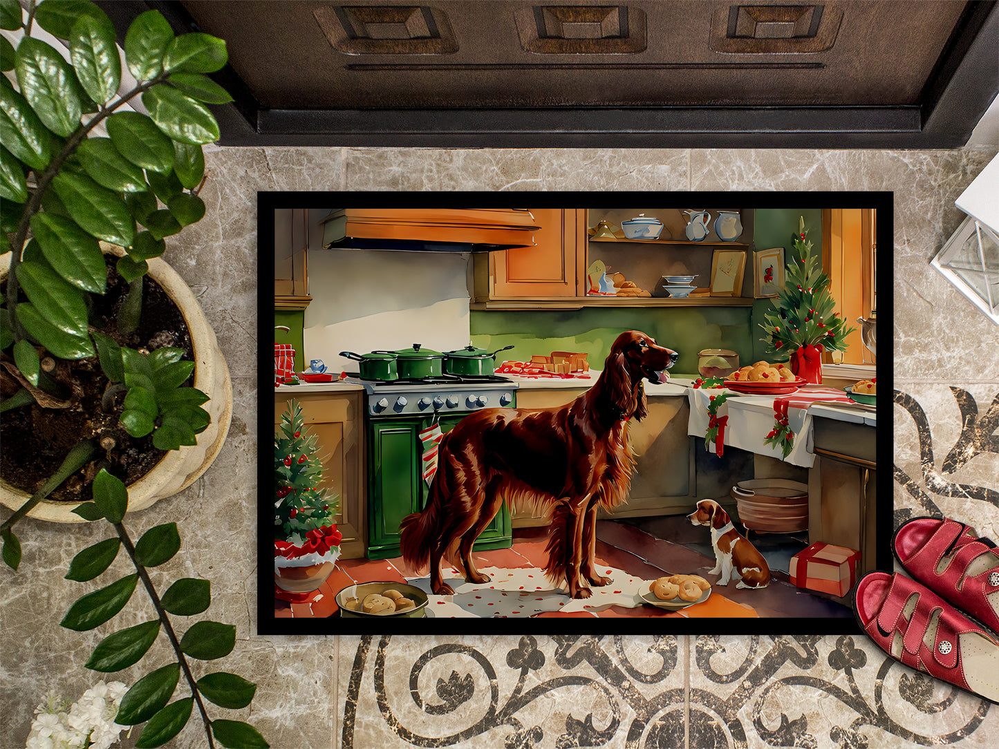 Irish Setter Christmas Cookies Doormat