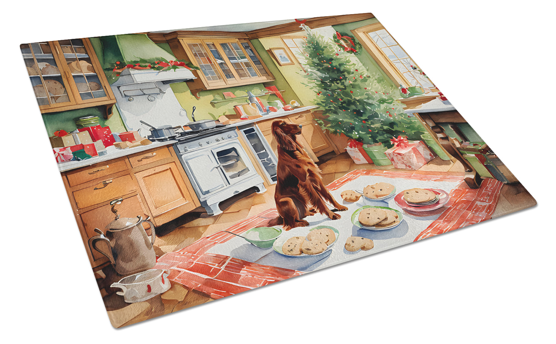 Buy this Irish Setter Christmas Cookies Glass Cutting Board