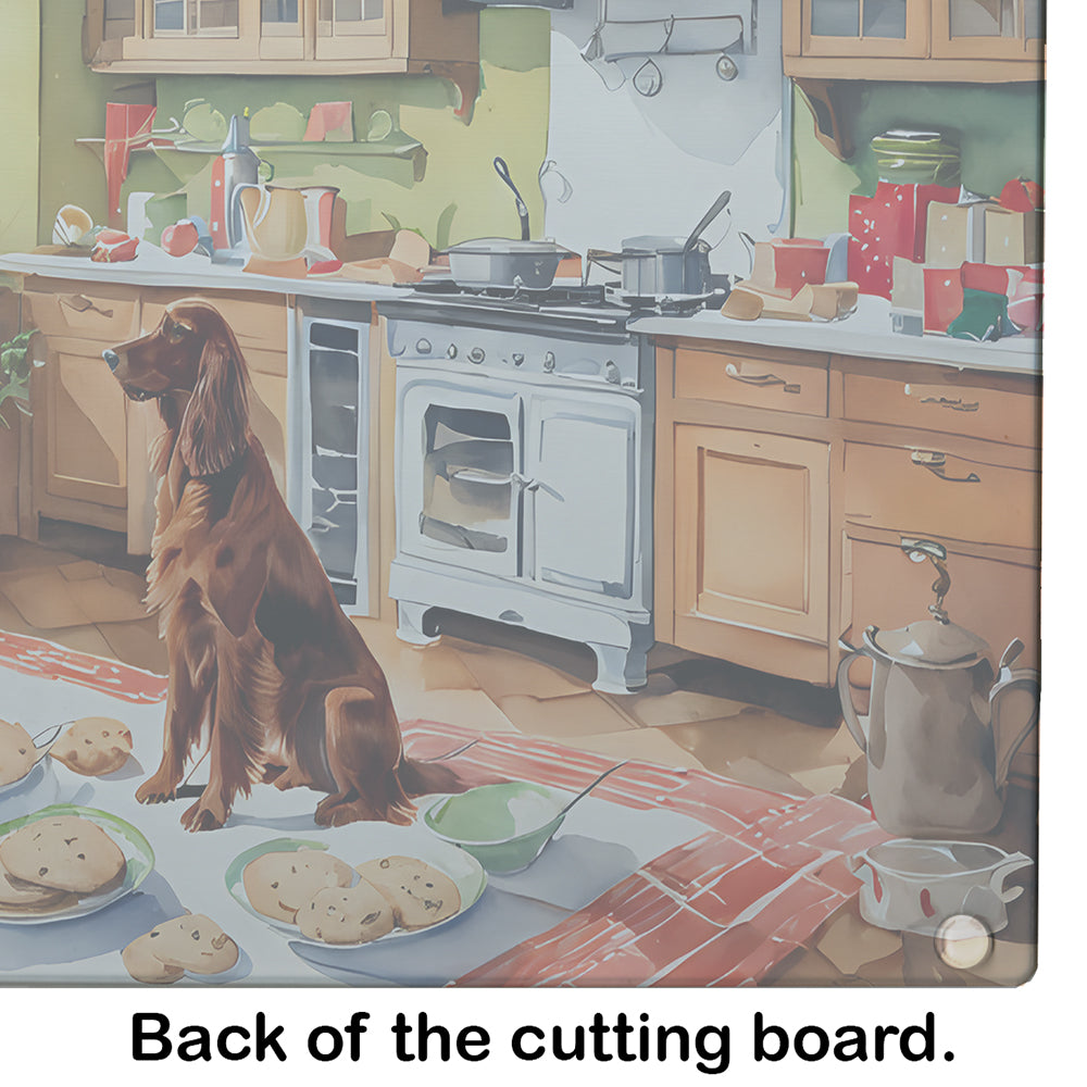 Irish Setter Christmas Cookies Glass Cutting Board