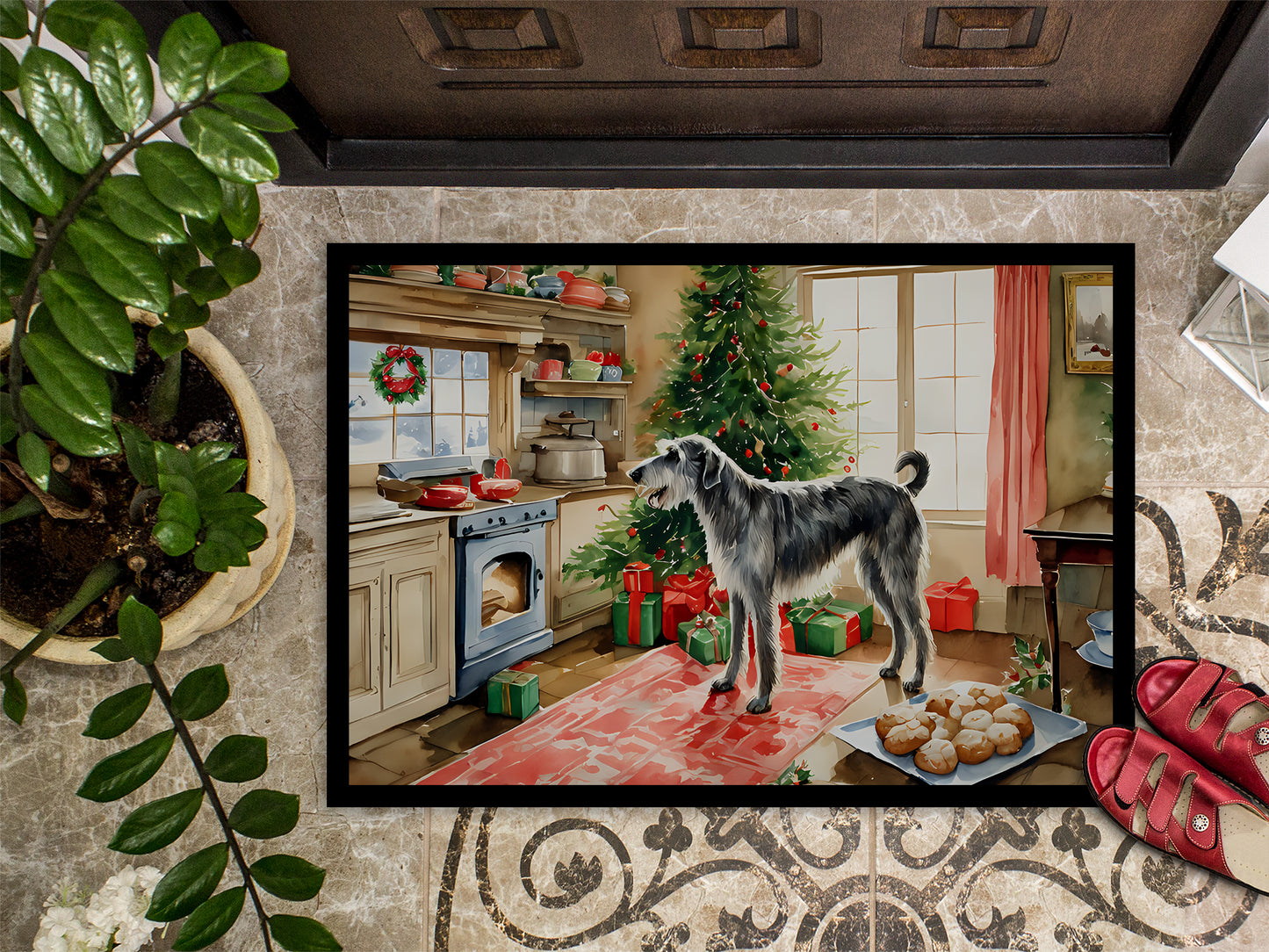 Irish Wolfhound Christmas Cookies Doormat