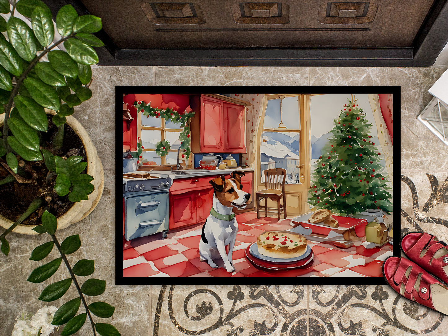 Jack Russell Terrier Christmas Cookies Doormat