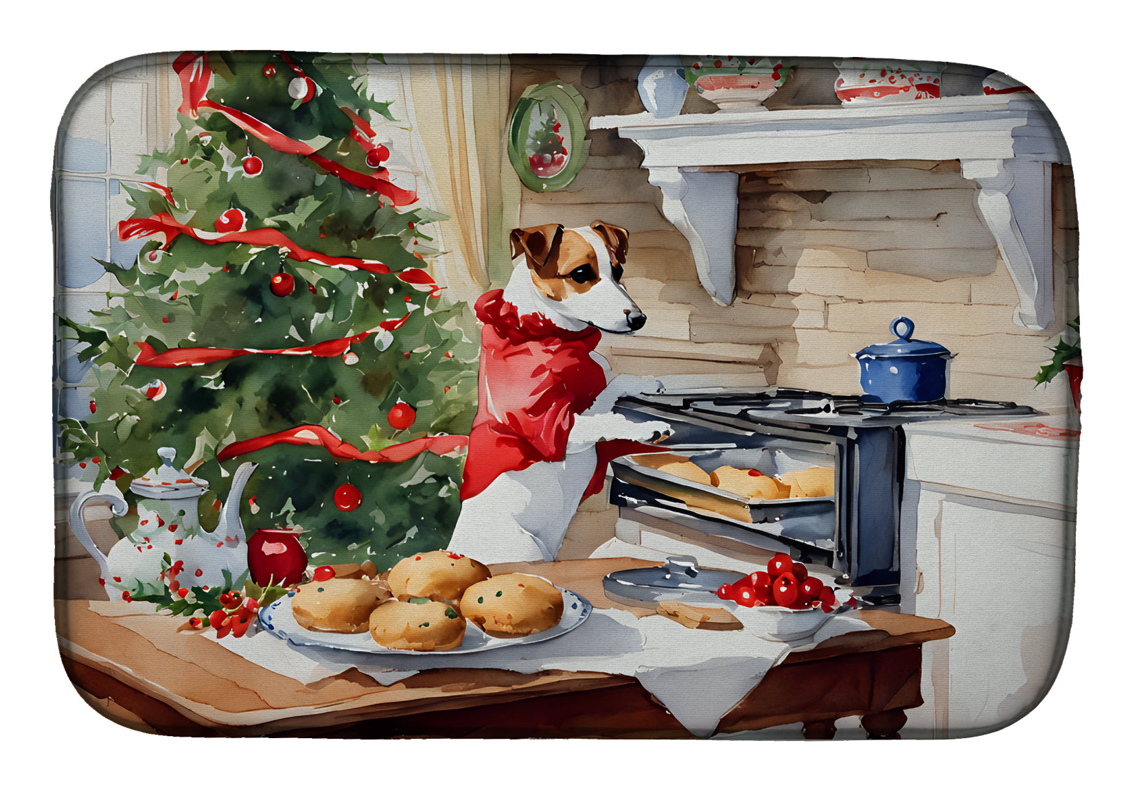 Buy this Jack Russell Terrier Christmas Cookies Dish Drying Mat