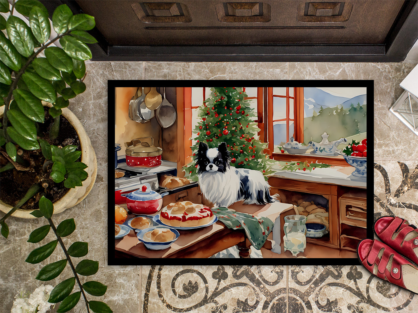 Japanese Chin Christmas Cookies Doormat