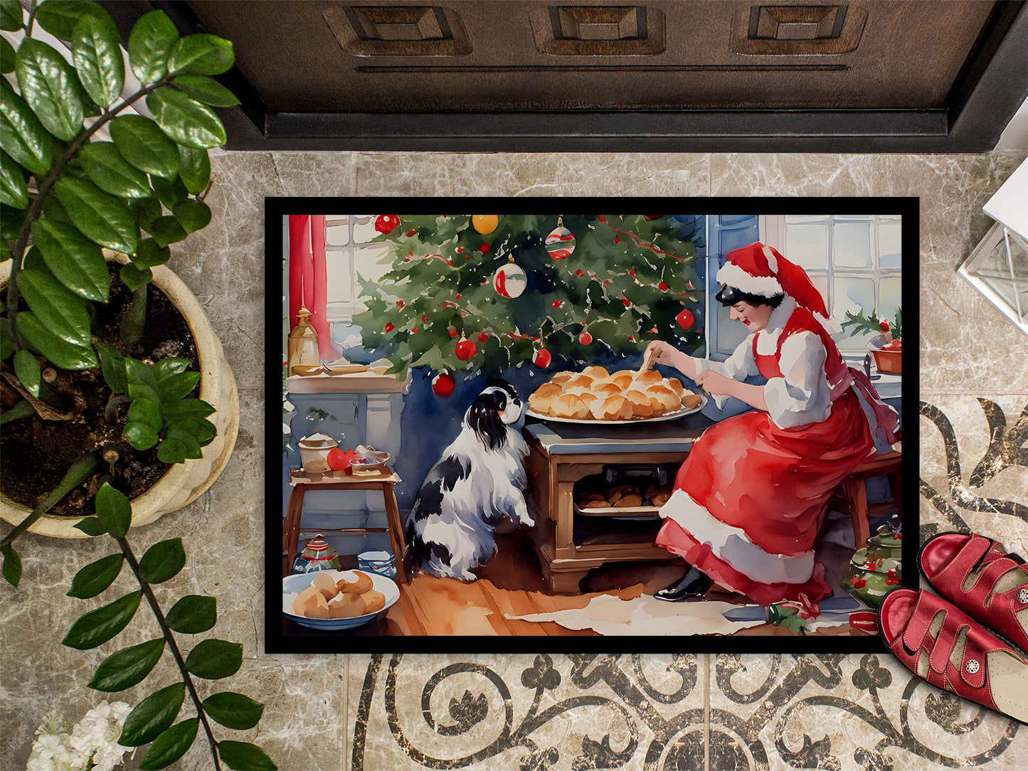 Japanese Chin Christmas Cookies Doormat