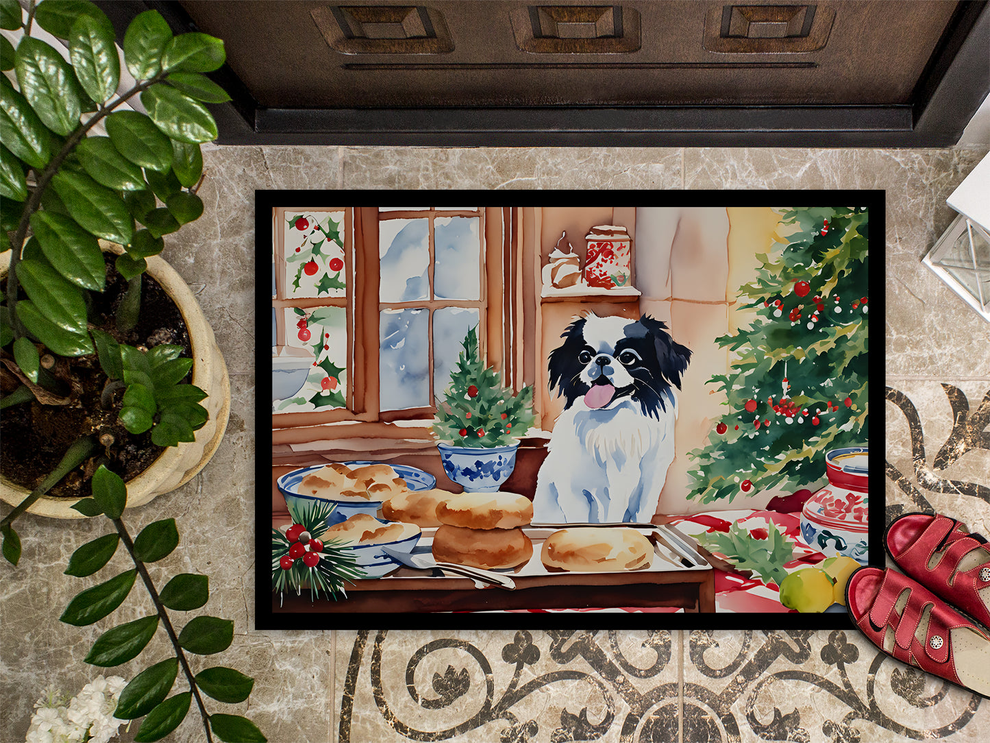 Japanese Chin Christmas Cookies Doormat