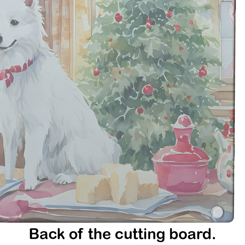 Japanese Spitz Christmas Cookies Glass Cutting Board