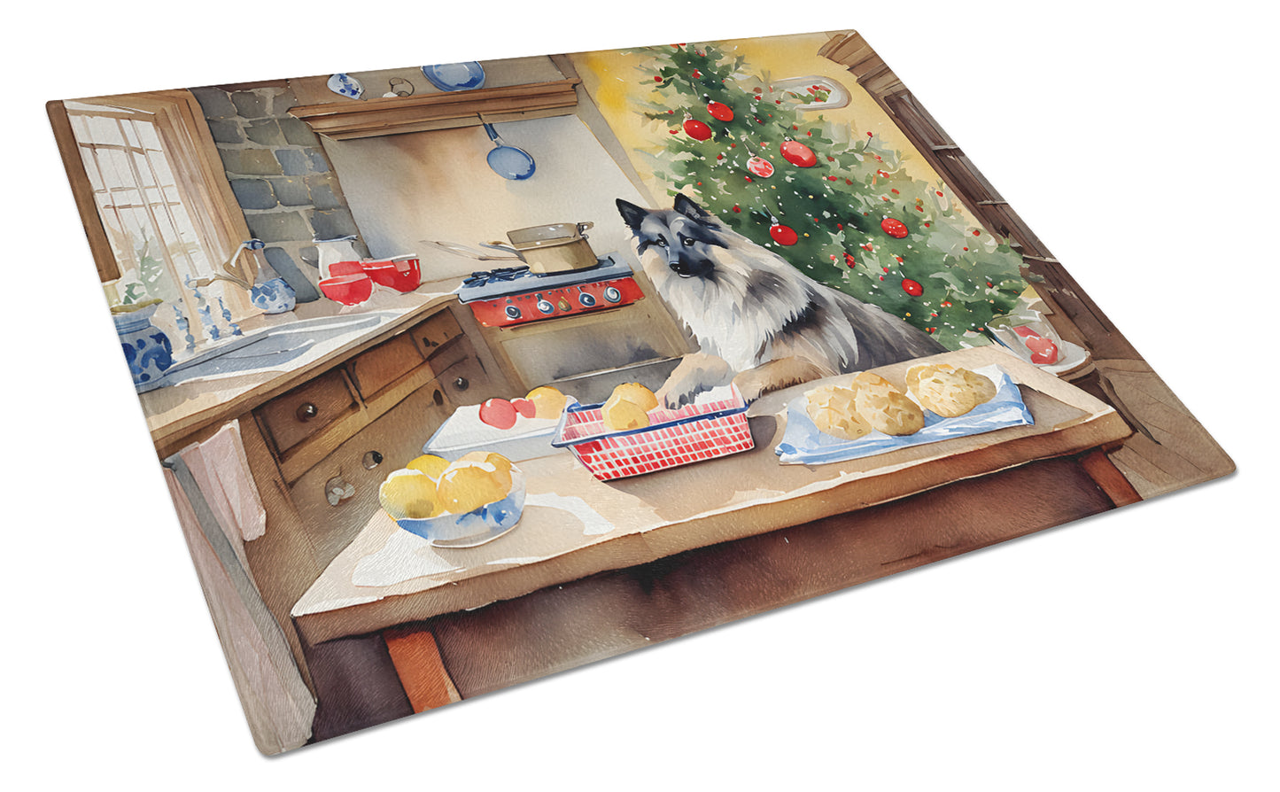 Buy this Keeshond Christmas Cookies Glass Cutting Board